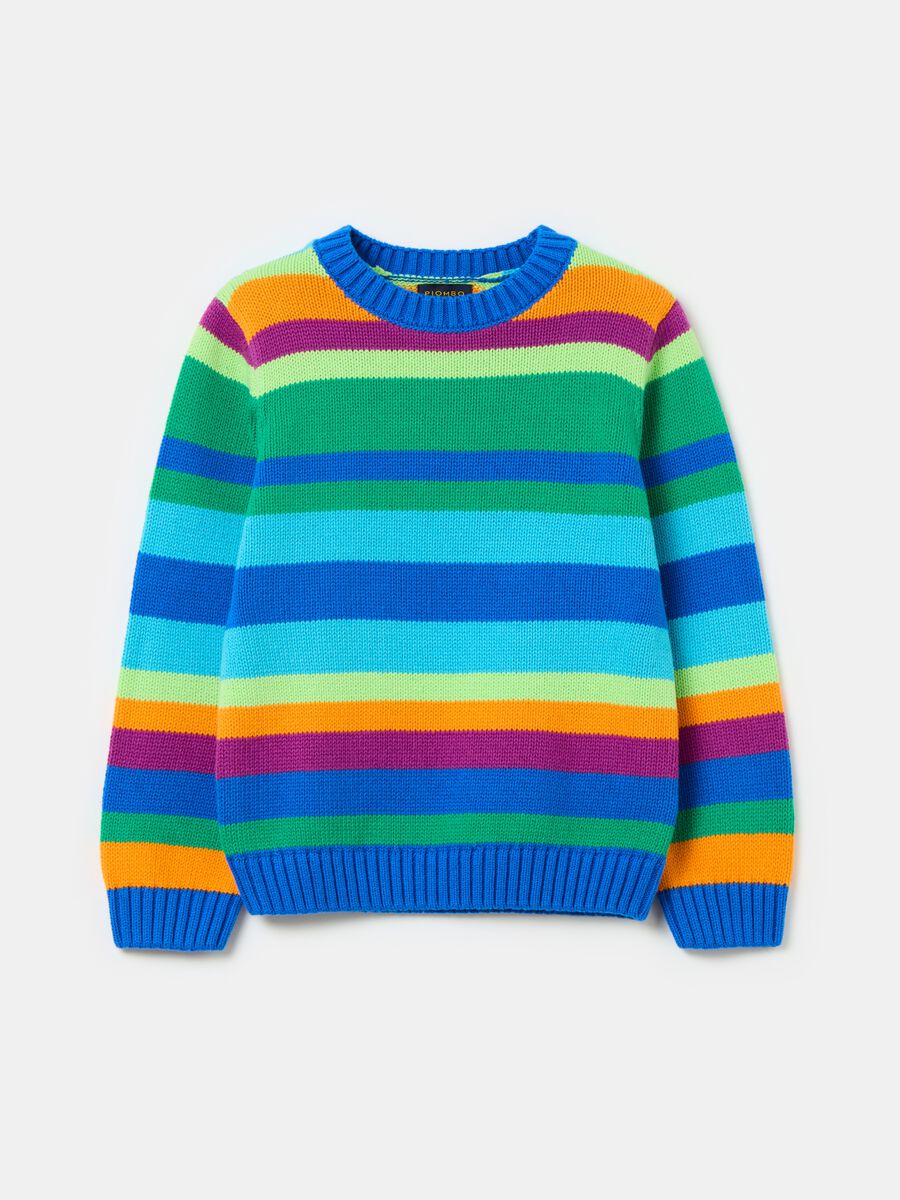 Cotton pullover with striped pattern_3