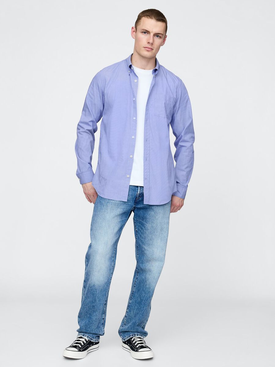 Blue cotton shirt with chest pocket_1