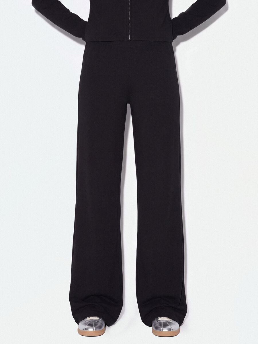 Black flare joggers in pure cotton_1
