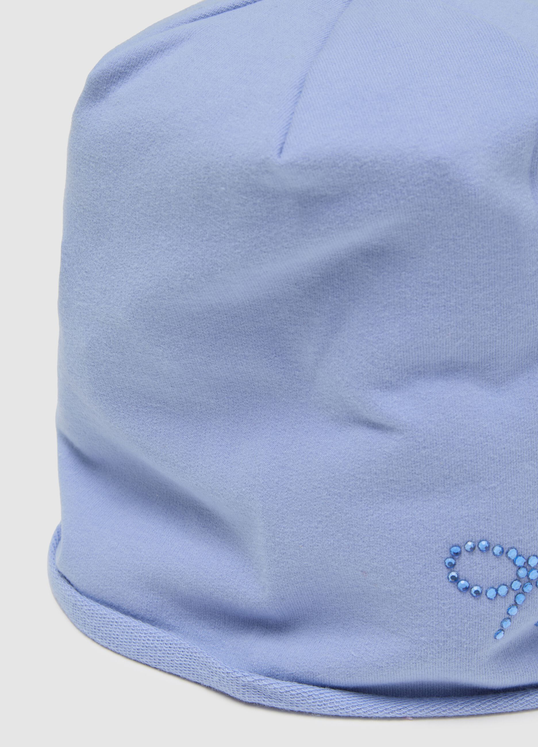 Girl's blue cotton hat with bow