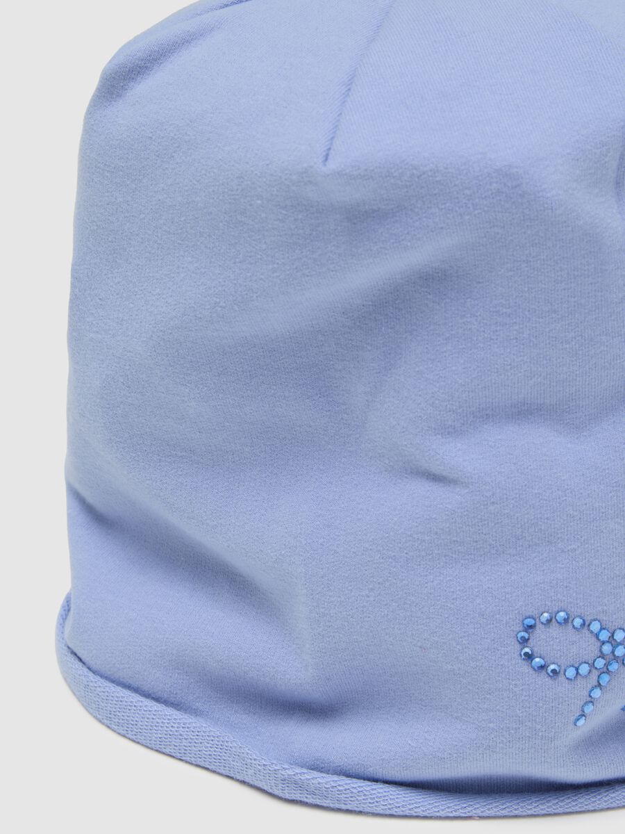 Girl's blue cotton hat with bow_2