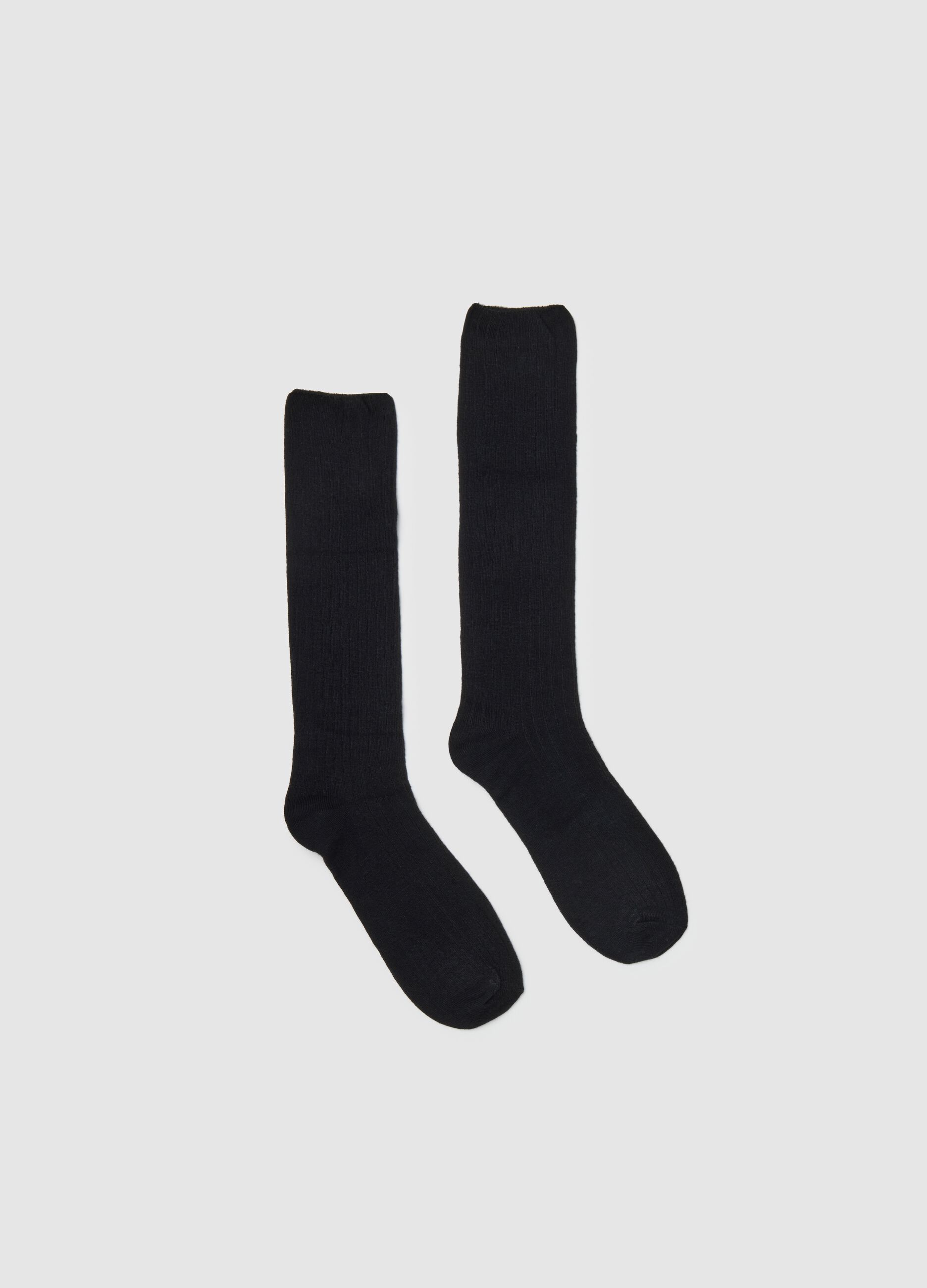 Black elastic bamboo long socks