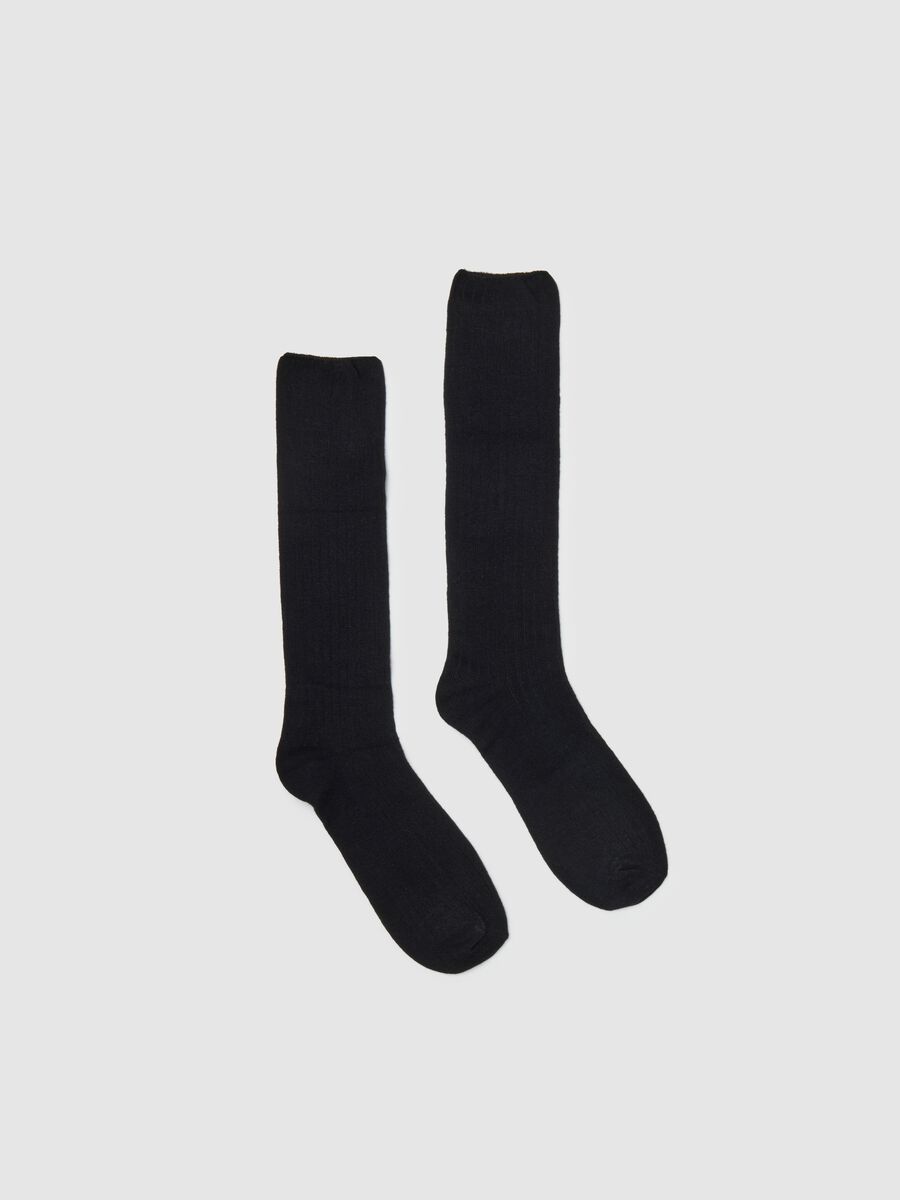 Black elastic bamboo long socks_0