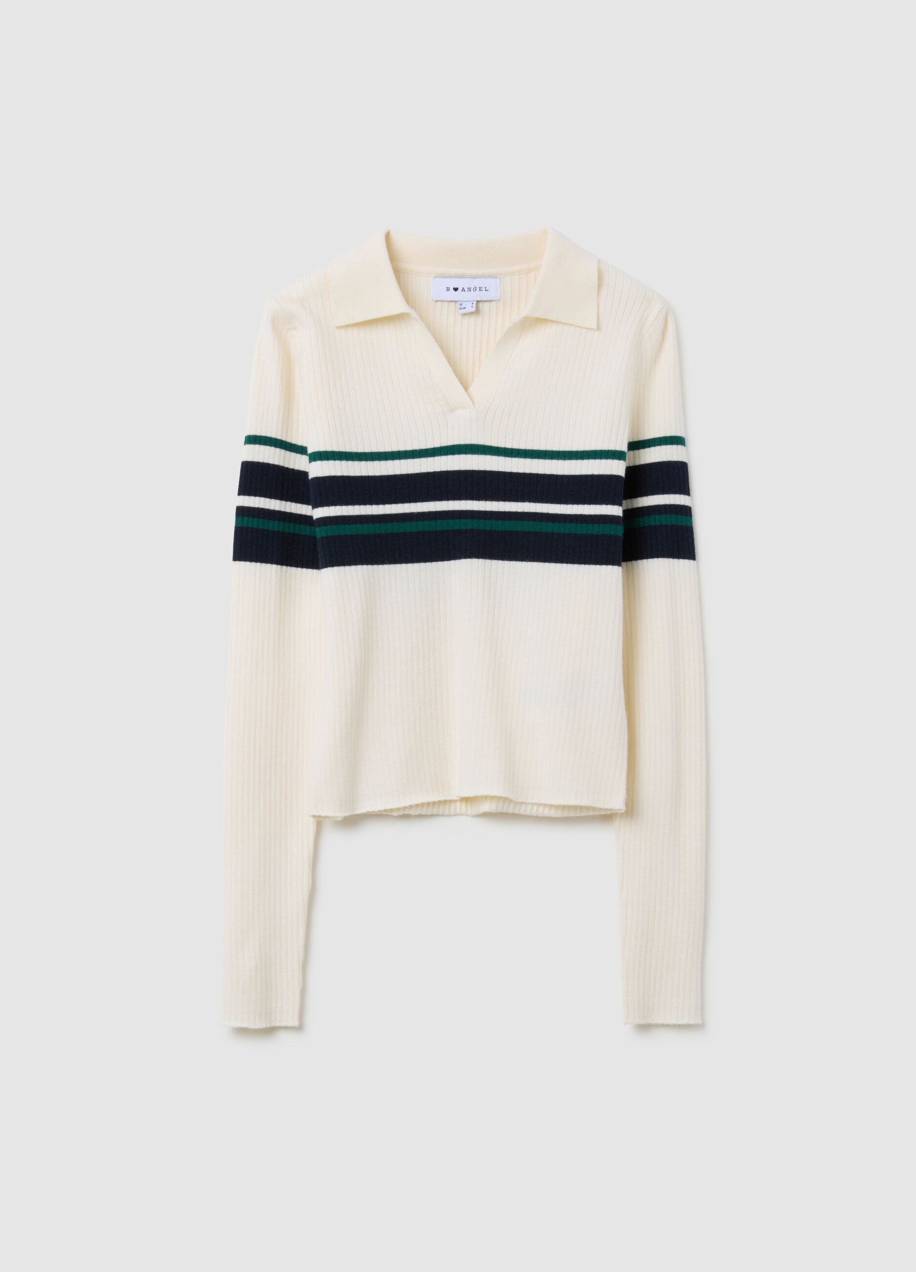 Multicolour striped viscose blend fitted jumper