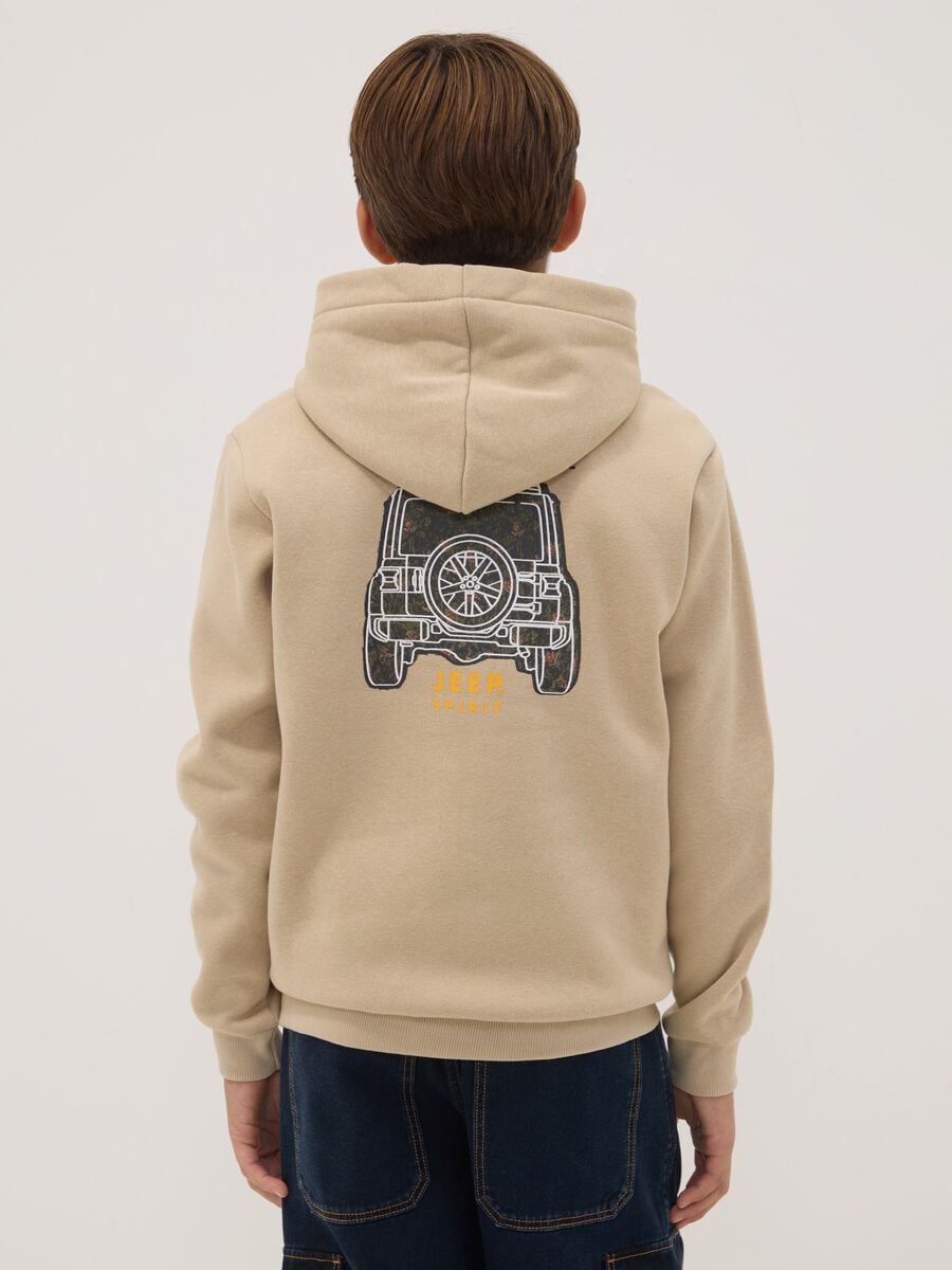 Felpa beige con cappuccio in misto cotone con stampa Jeep_2