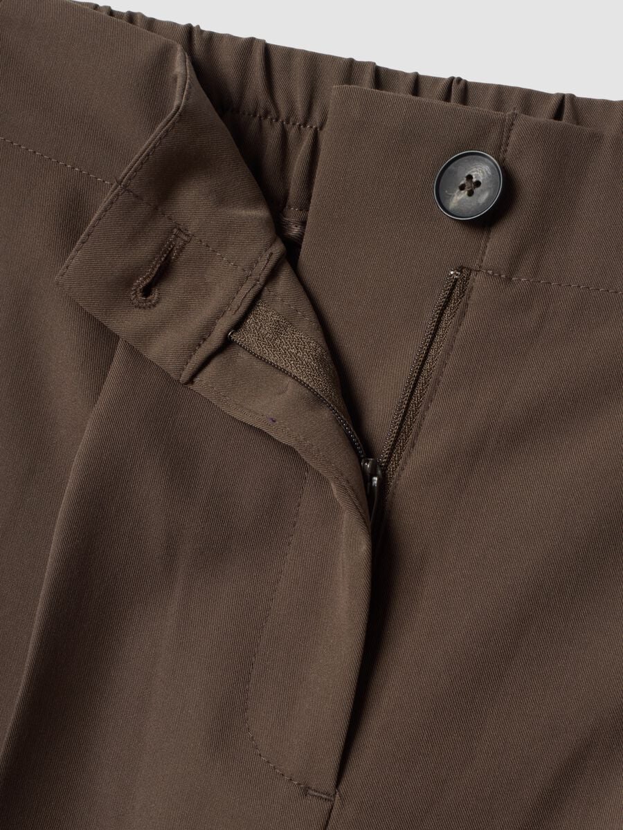 Brown formal stretch-viscose regular-fit trousers_5
