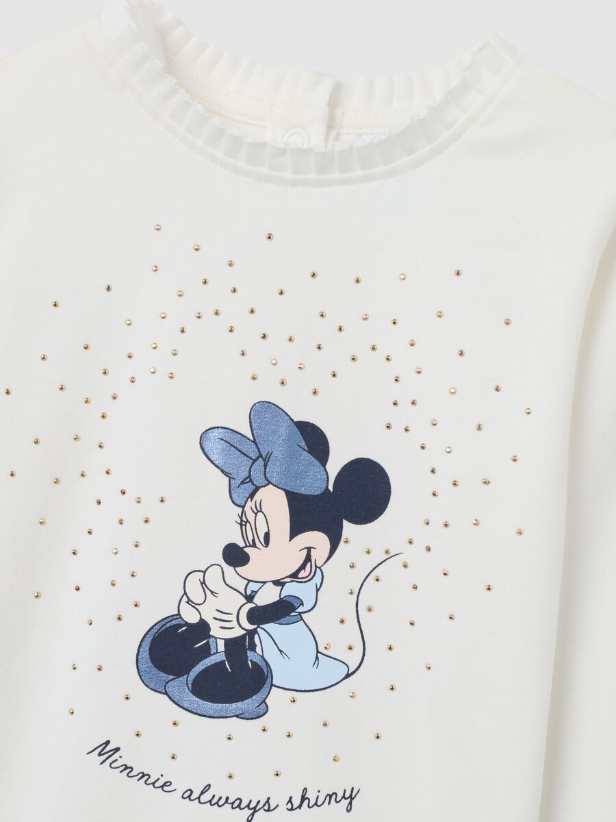T-shirt bianca da bimba in cotone elasticizzato con stampa Disney_3