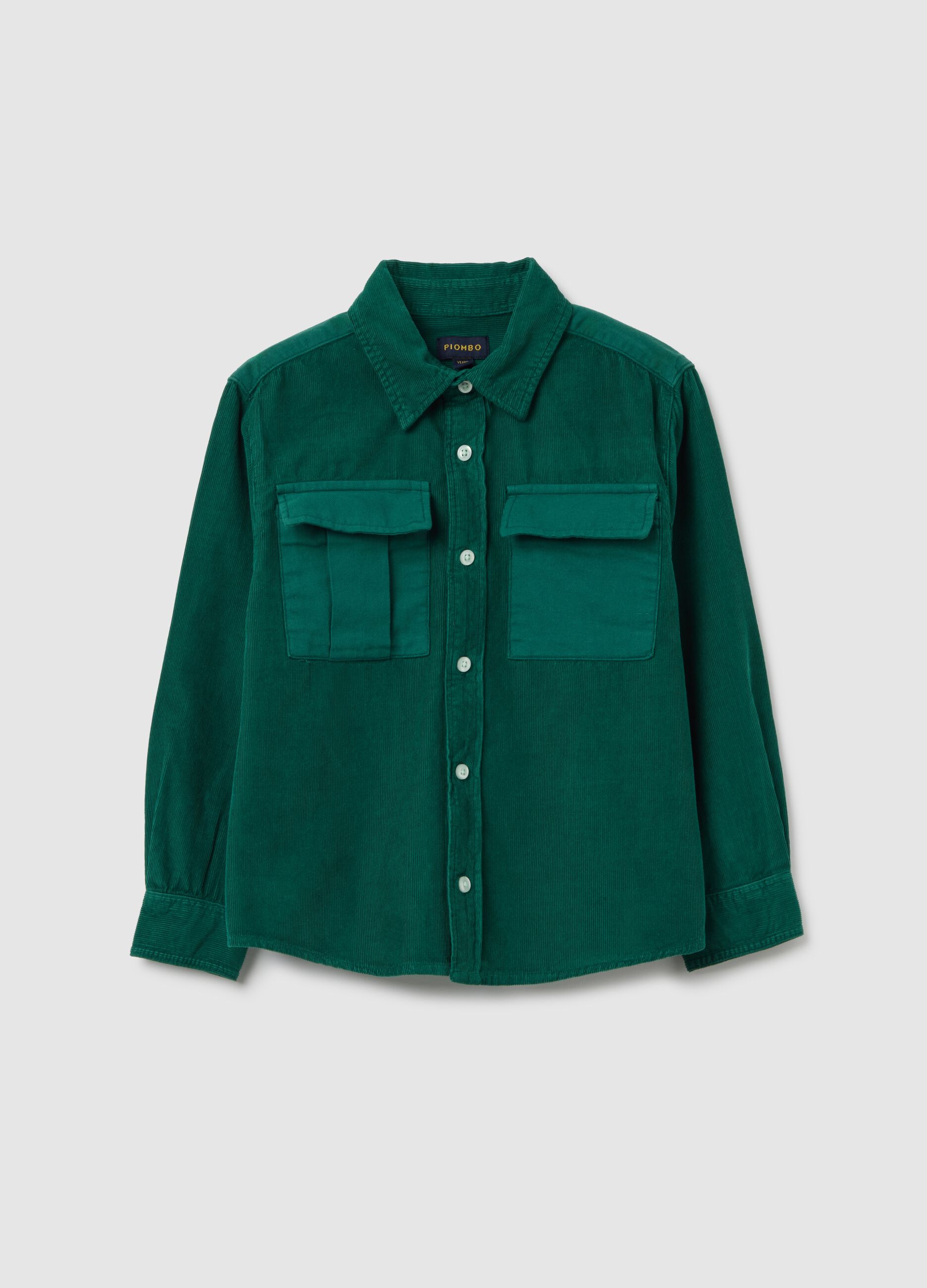 Camicia da bambino in puro cotone verde vestibilità oversize