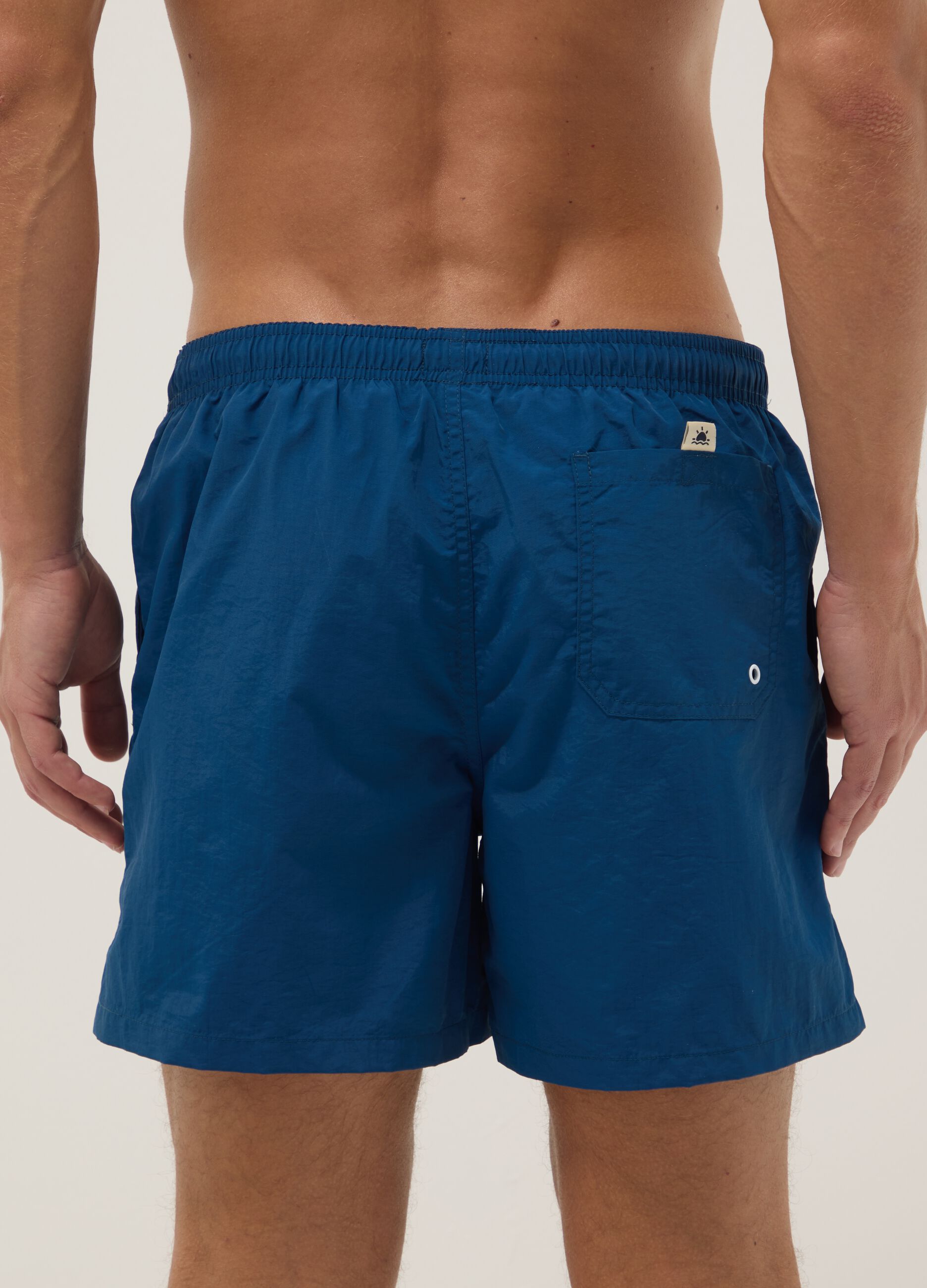 Blue regular-fit swim shorts with drawstring