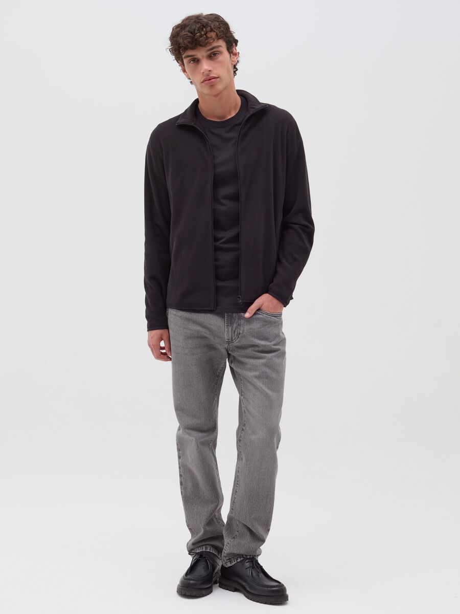 Fleece full-zip sweatshirt with high neck_1
