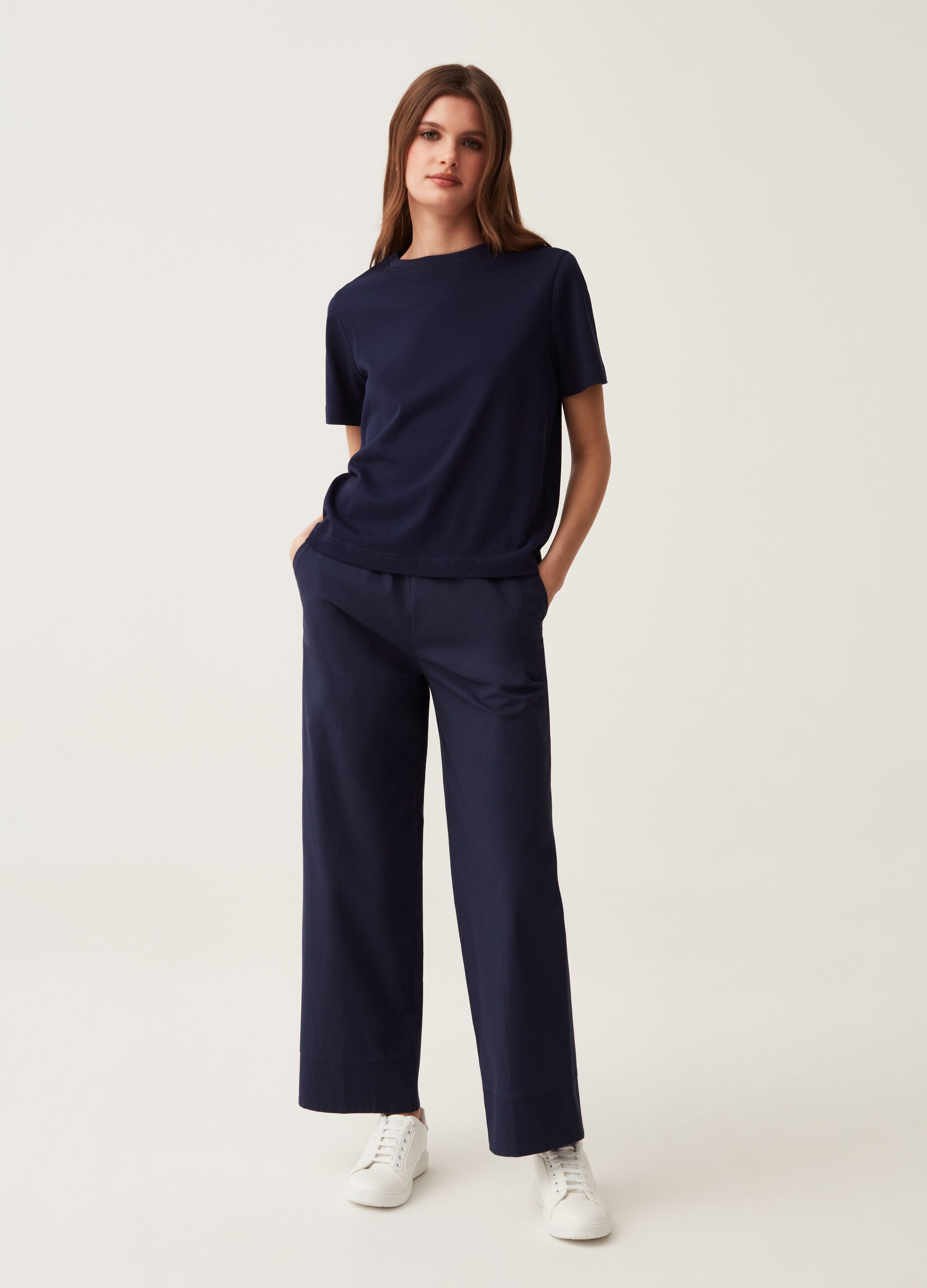 Ovs Pantaloni wide leg in cotone stretch