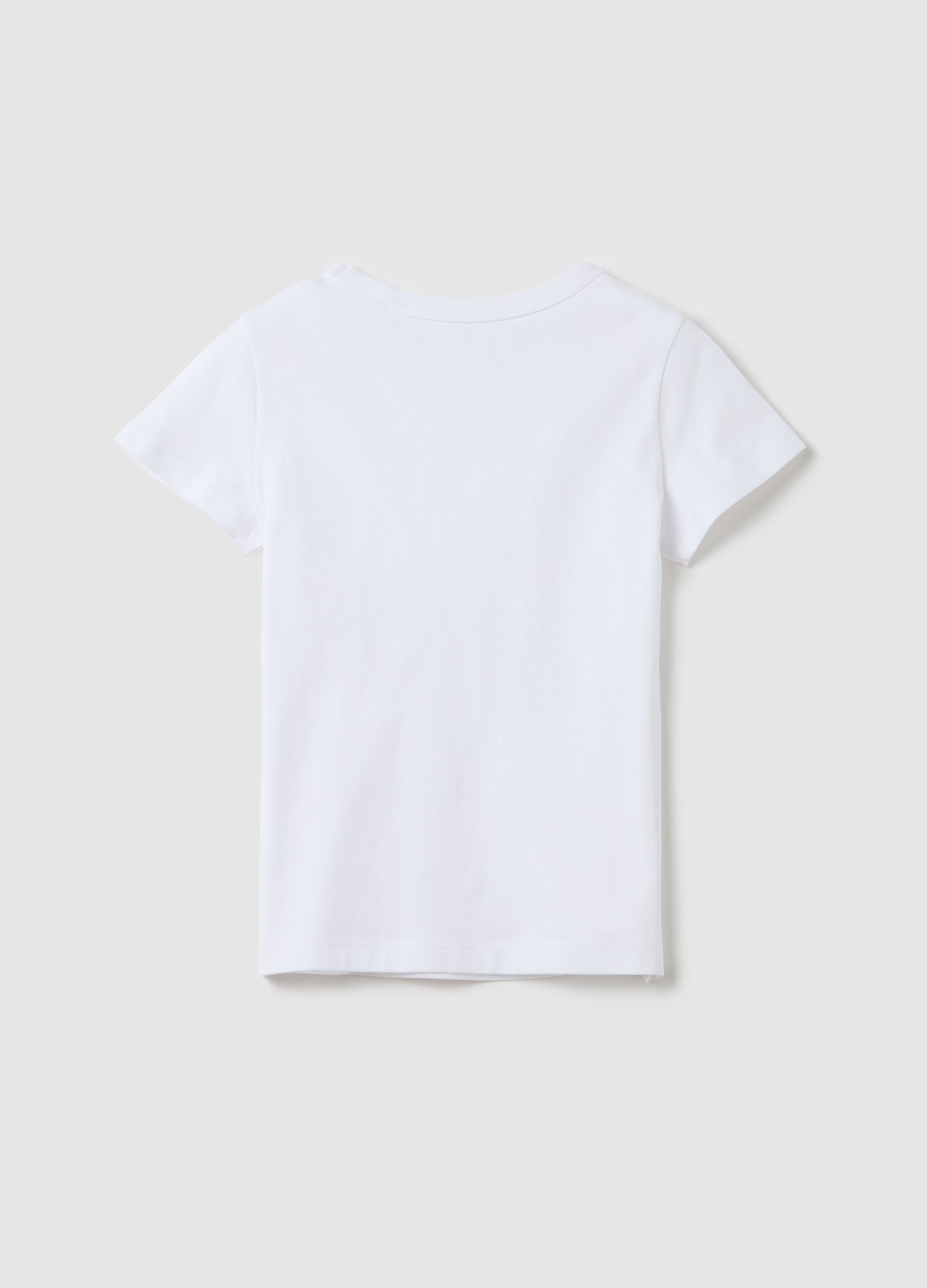 Girls’ white regular-fit T-shirt in 100% cotton