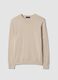 Pullover girocollo in cotone e lino beige regular fit_0