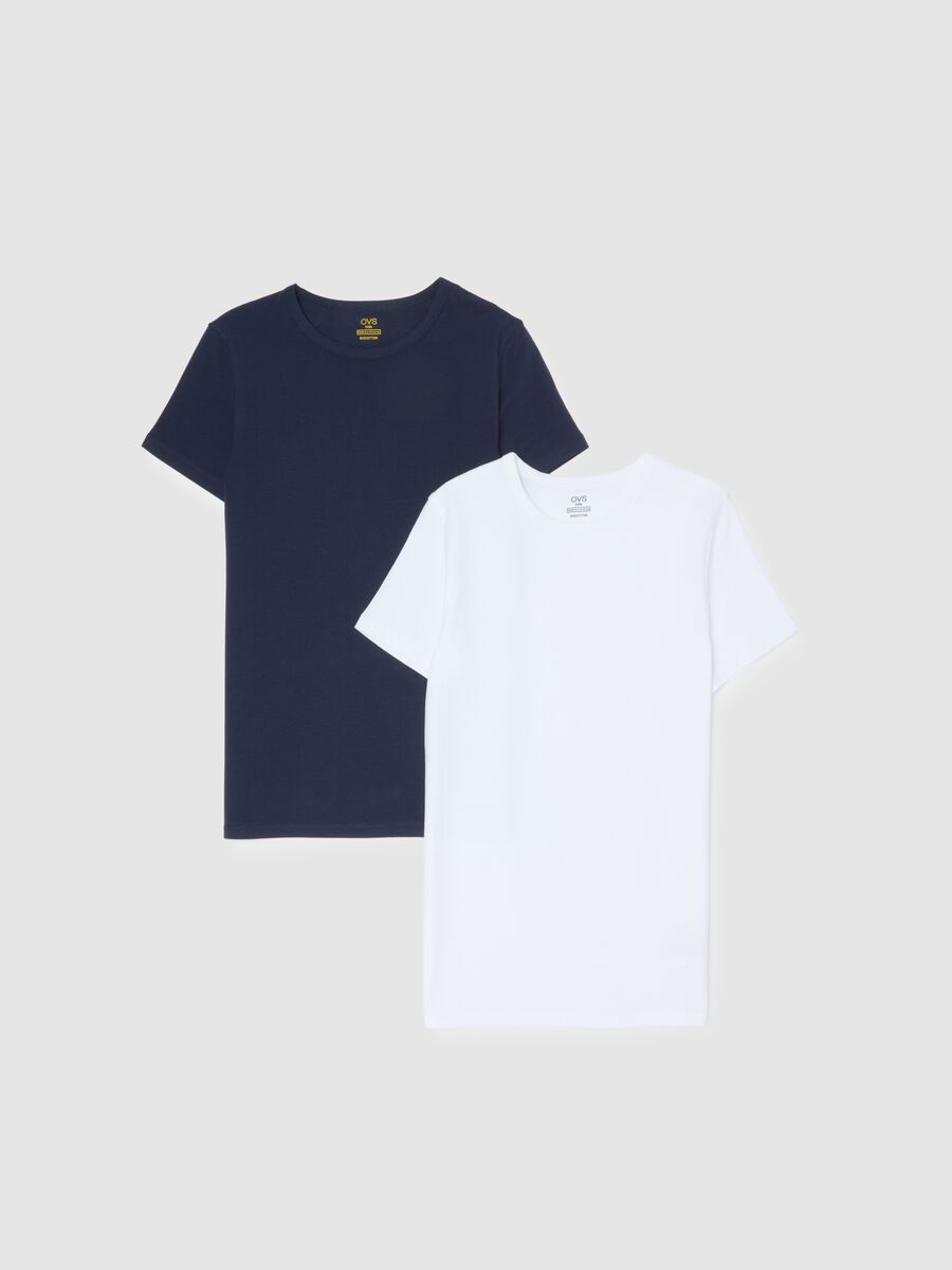Bipack t-shirt da ragazzo in cotone elasticizzato multicolor con scollo rotondo_0