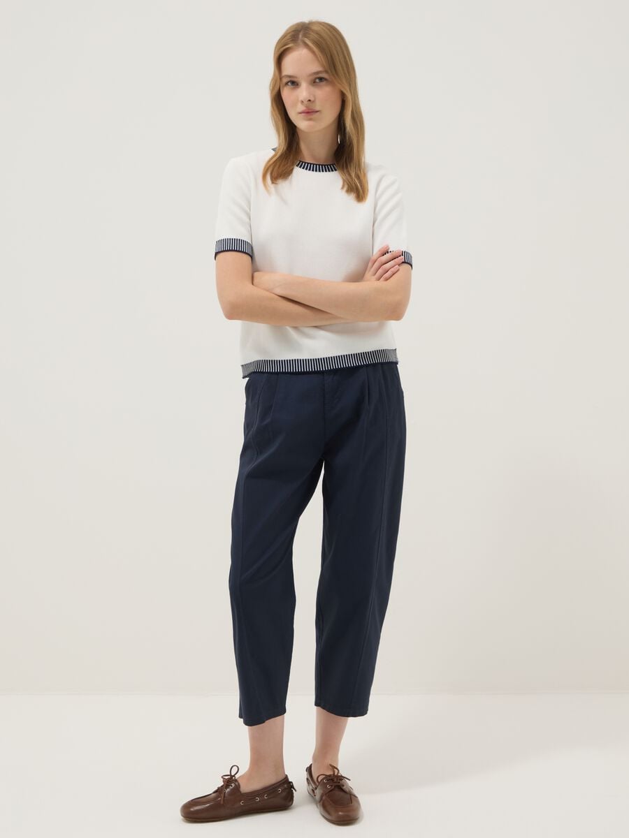 Blue stretch cotton trousers_0