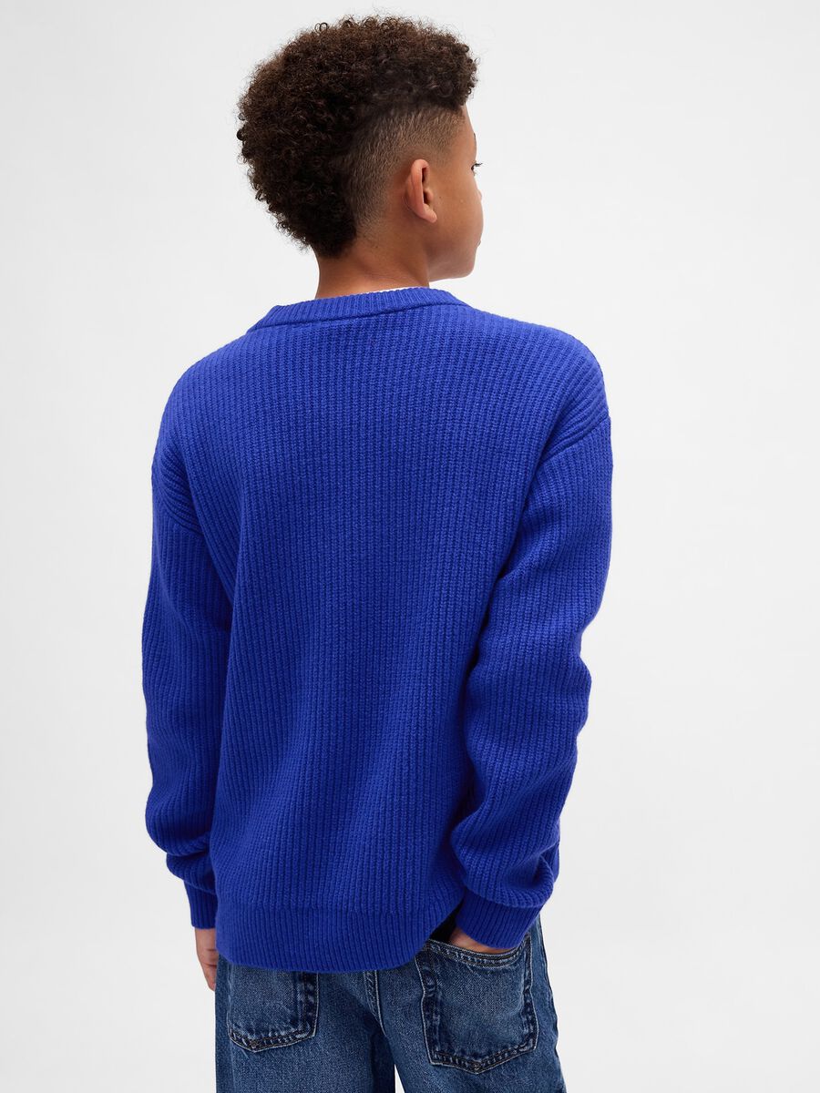 Maglione da bambino in misto cotone blu_1