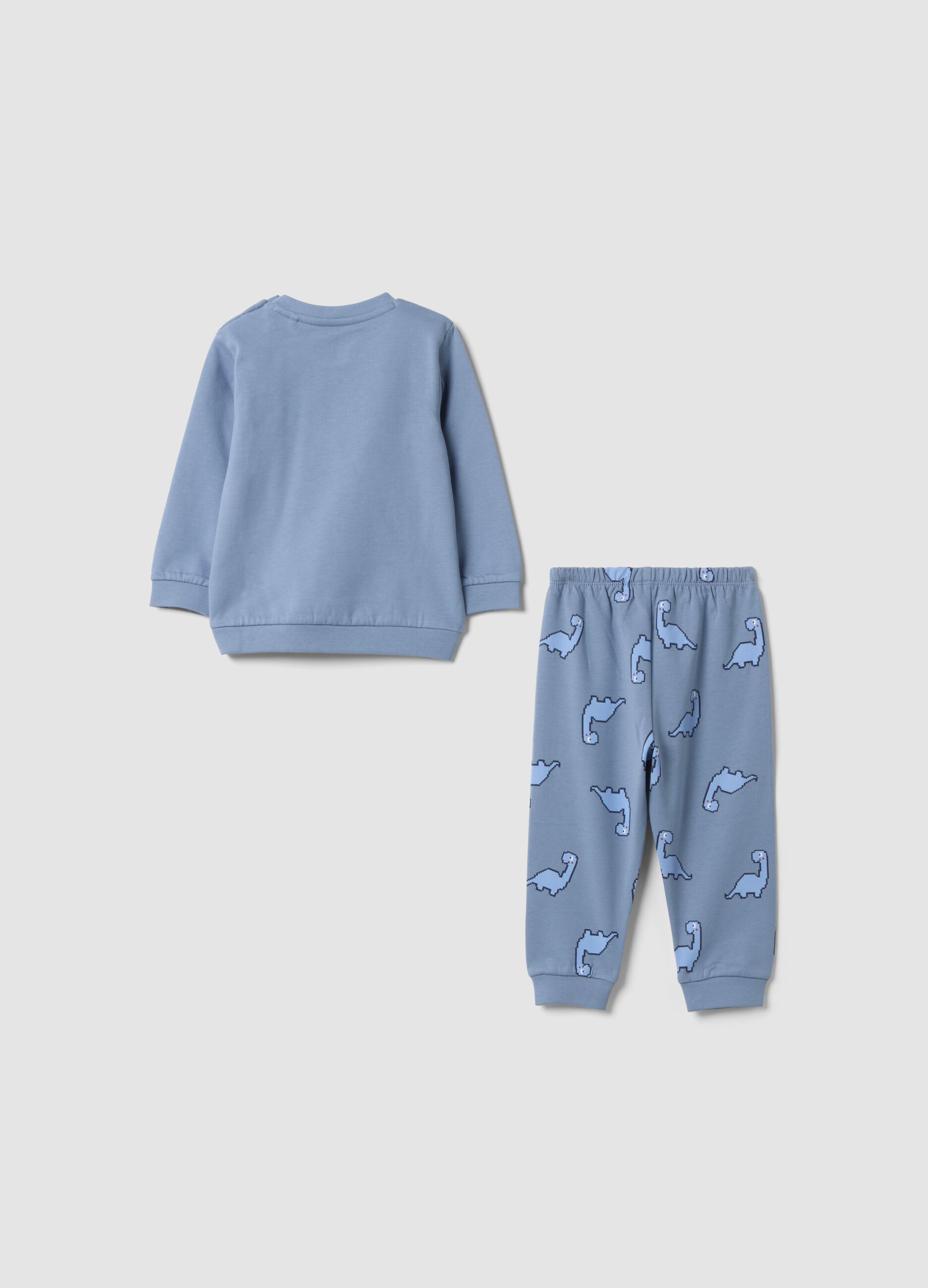 Light blue pure organic cotton crew-neck pyjamas