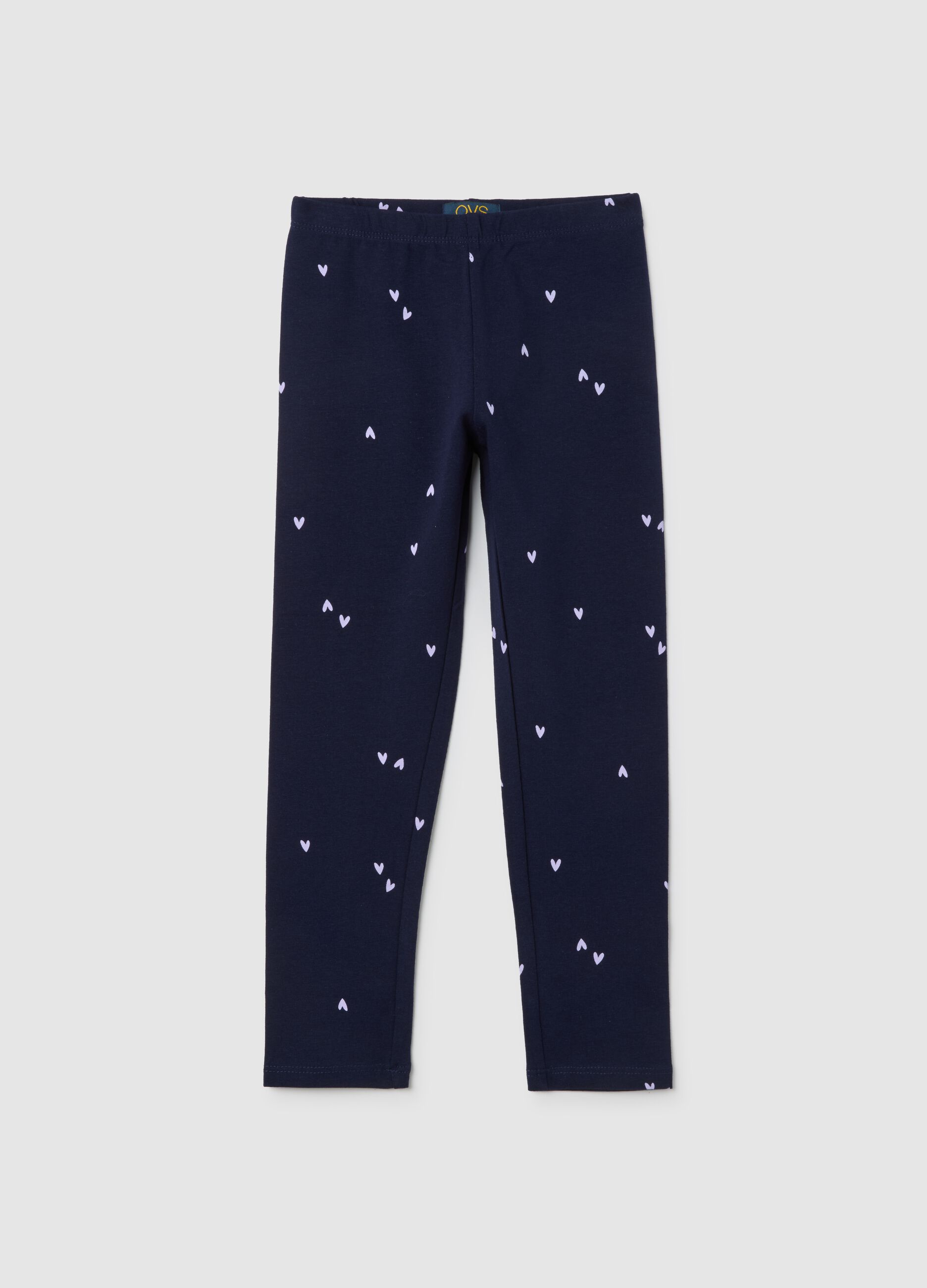 Girls' stretchy blue cotton leggings