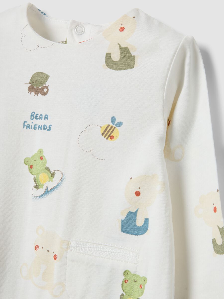 Tutina in puro cotone bianca da neonato con disegni_2