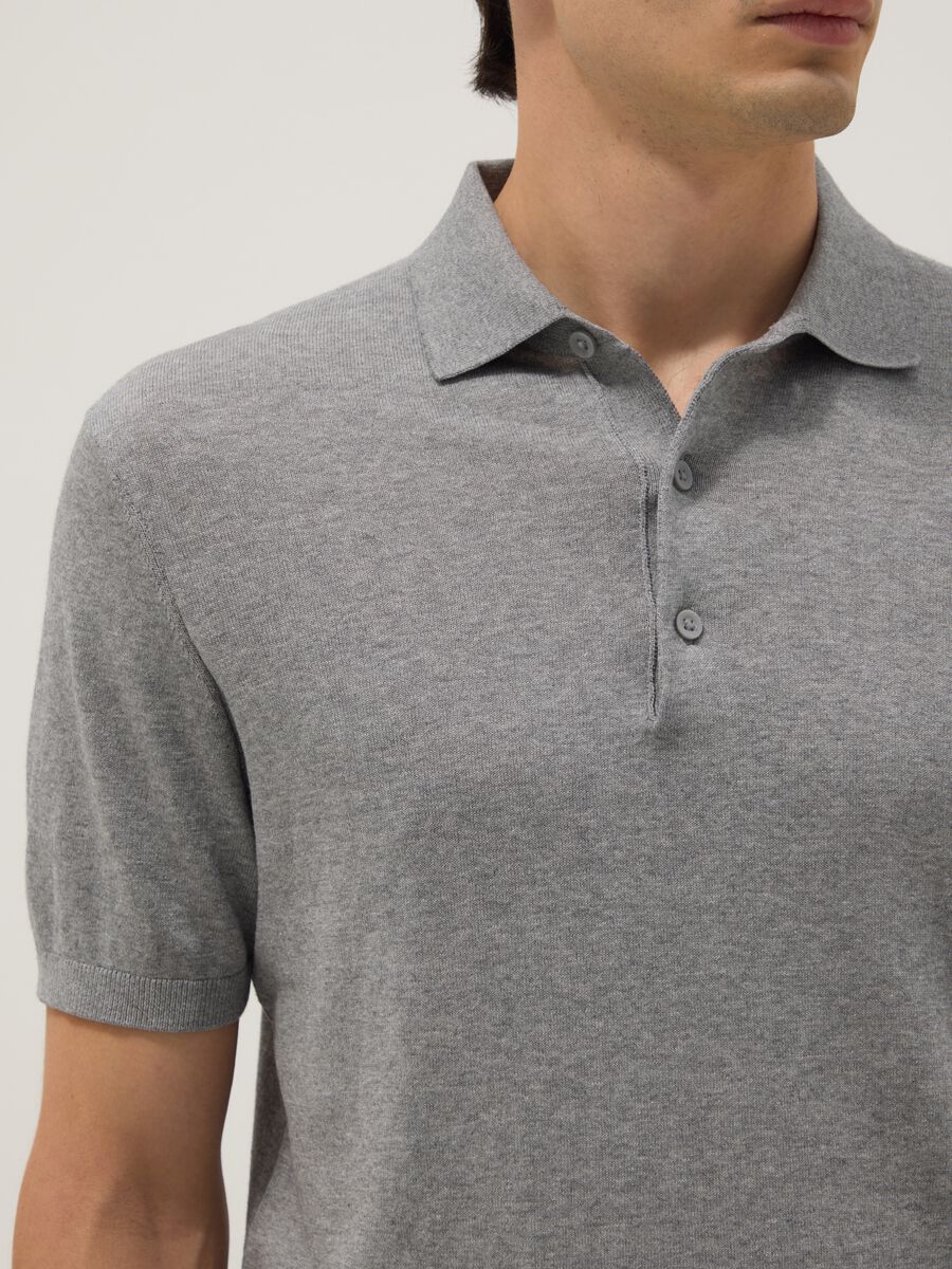 Grey pure cotton polo shirt regular fit_4