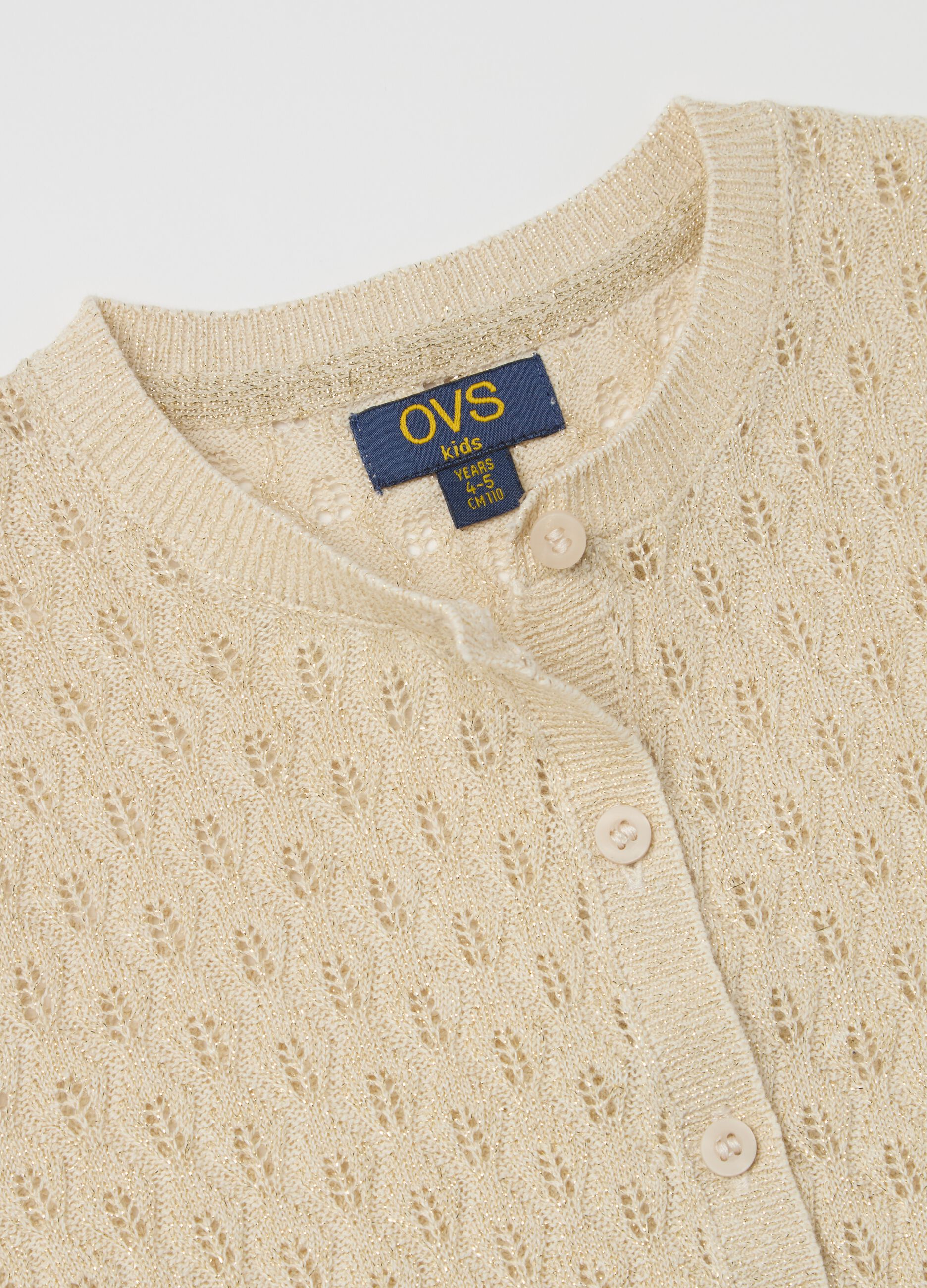 Cardigan with openwork design lurex