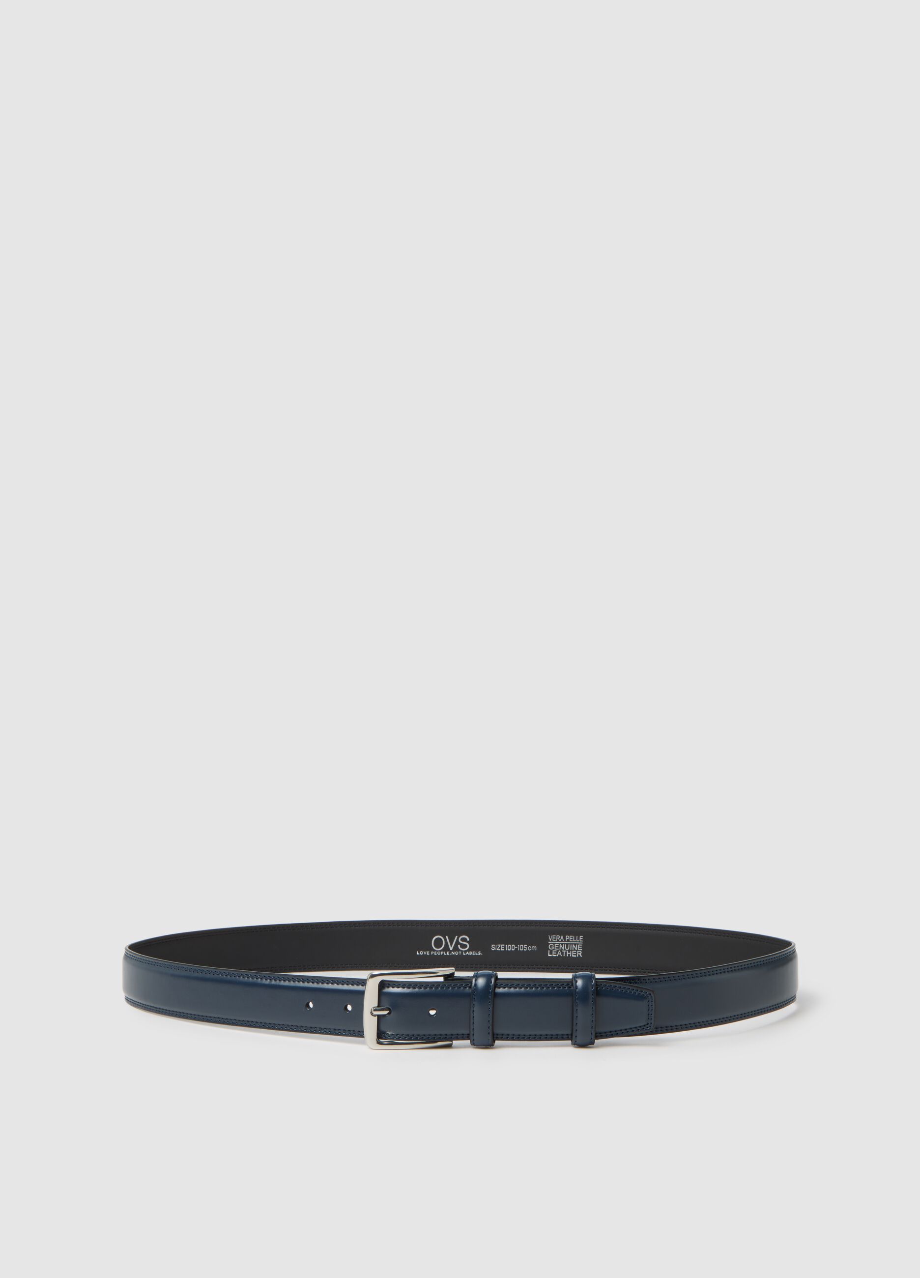 Blue genuine leather belt