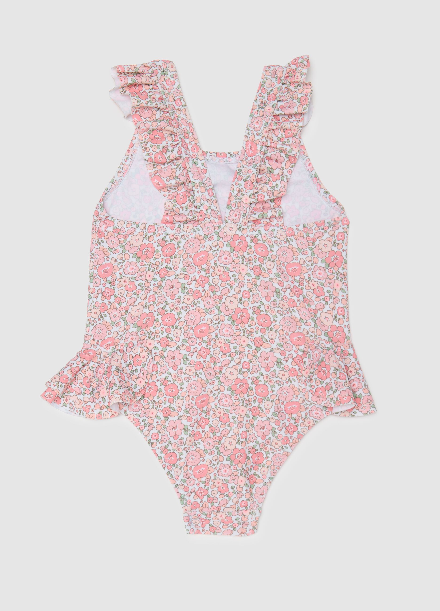 Girls’ one-piece swimsuit in multicoloured stretch fabric