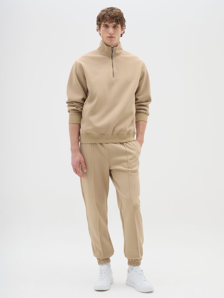 Beige Half-Zip Sweatshirt_1