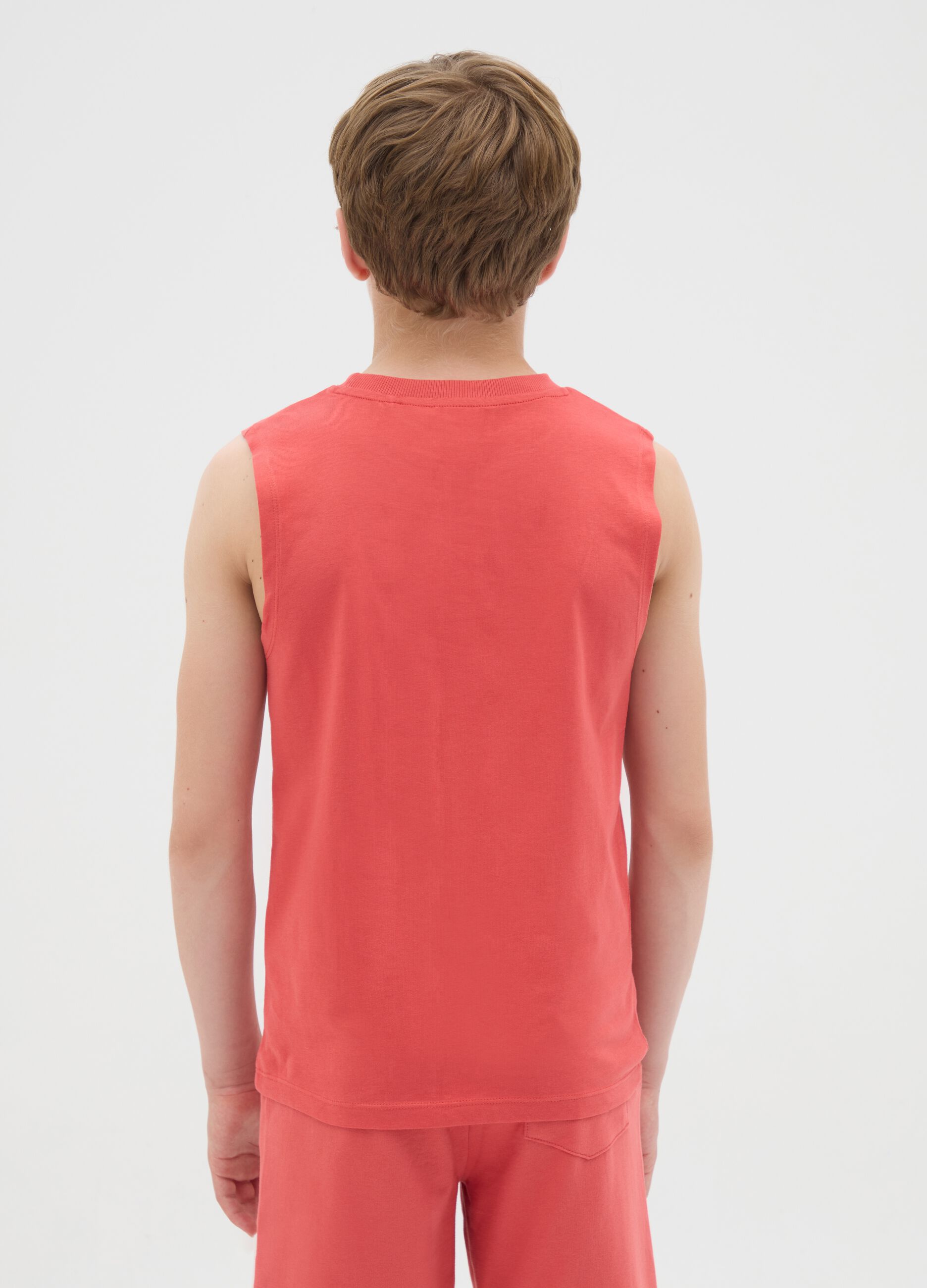 Boy's Red Regular Fit Pure Cotton Vest