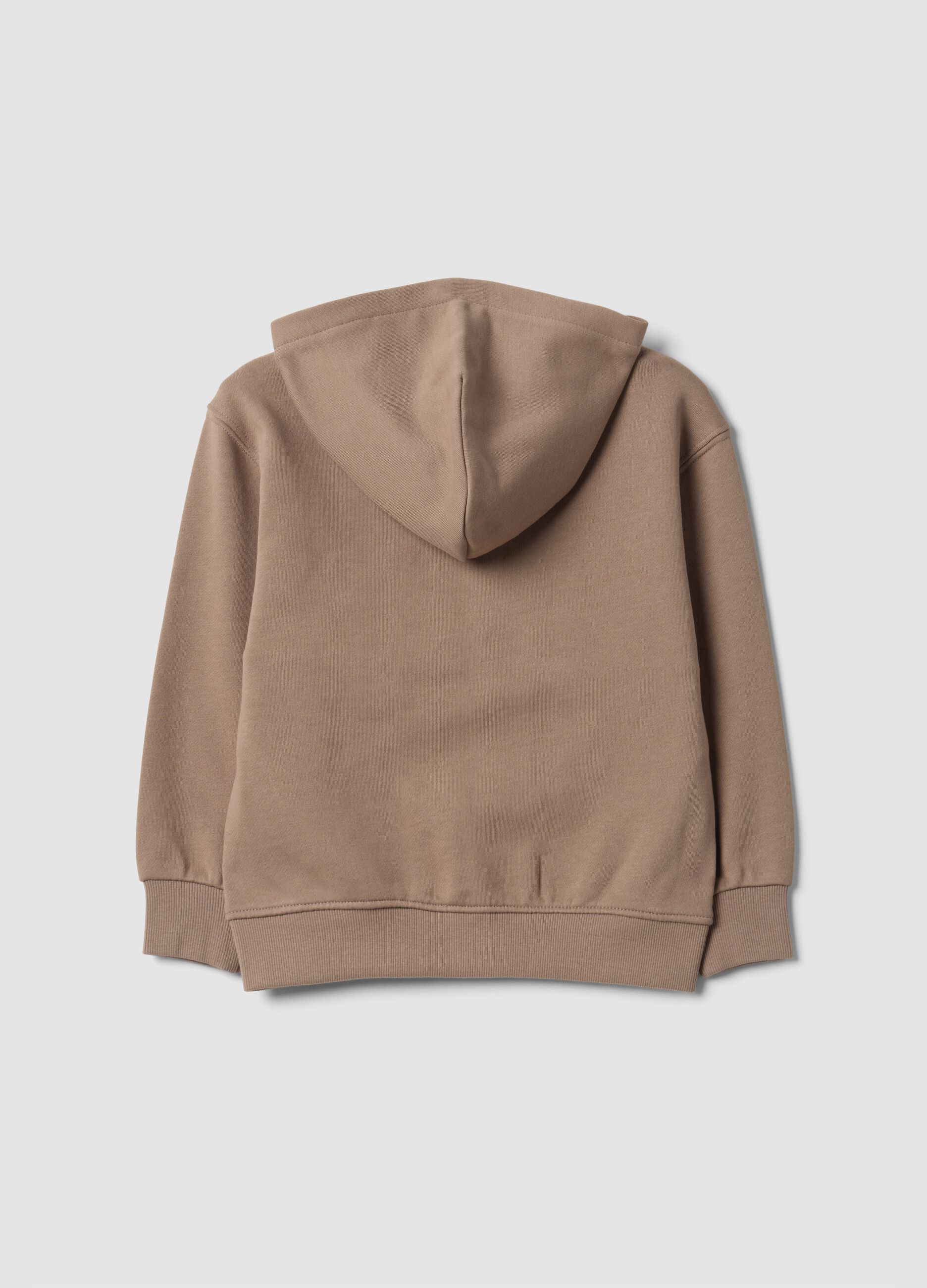 Felpa marrone con cappuccio in puro cotone organico over fit per bambino