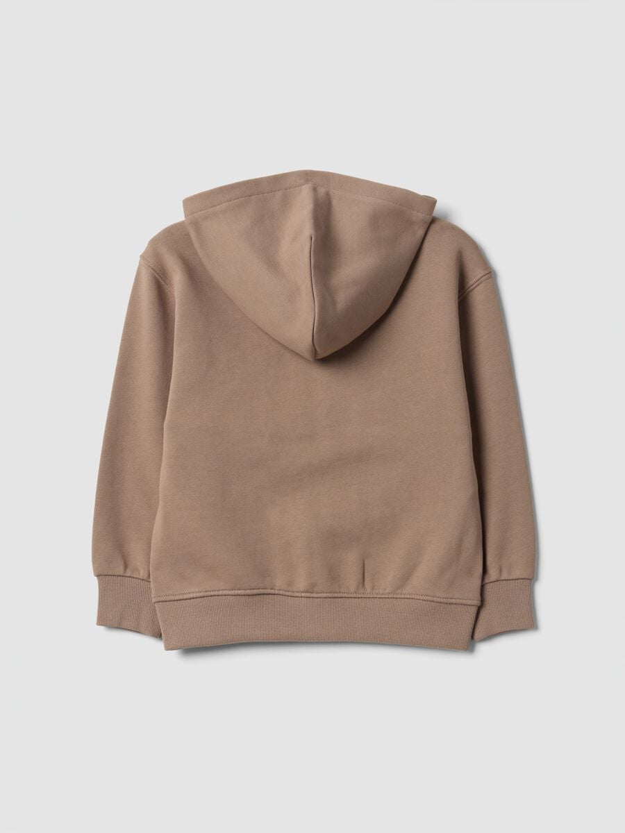 Felpa marrone con cappuccio in puro cotone organico over fit per bambino_1