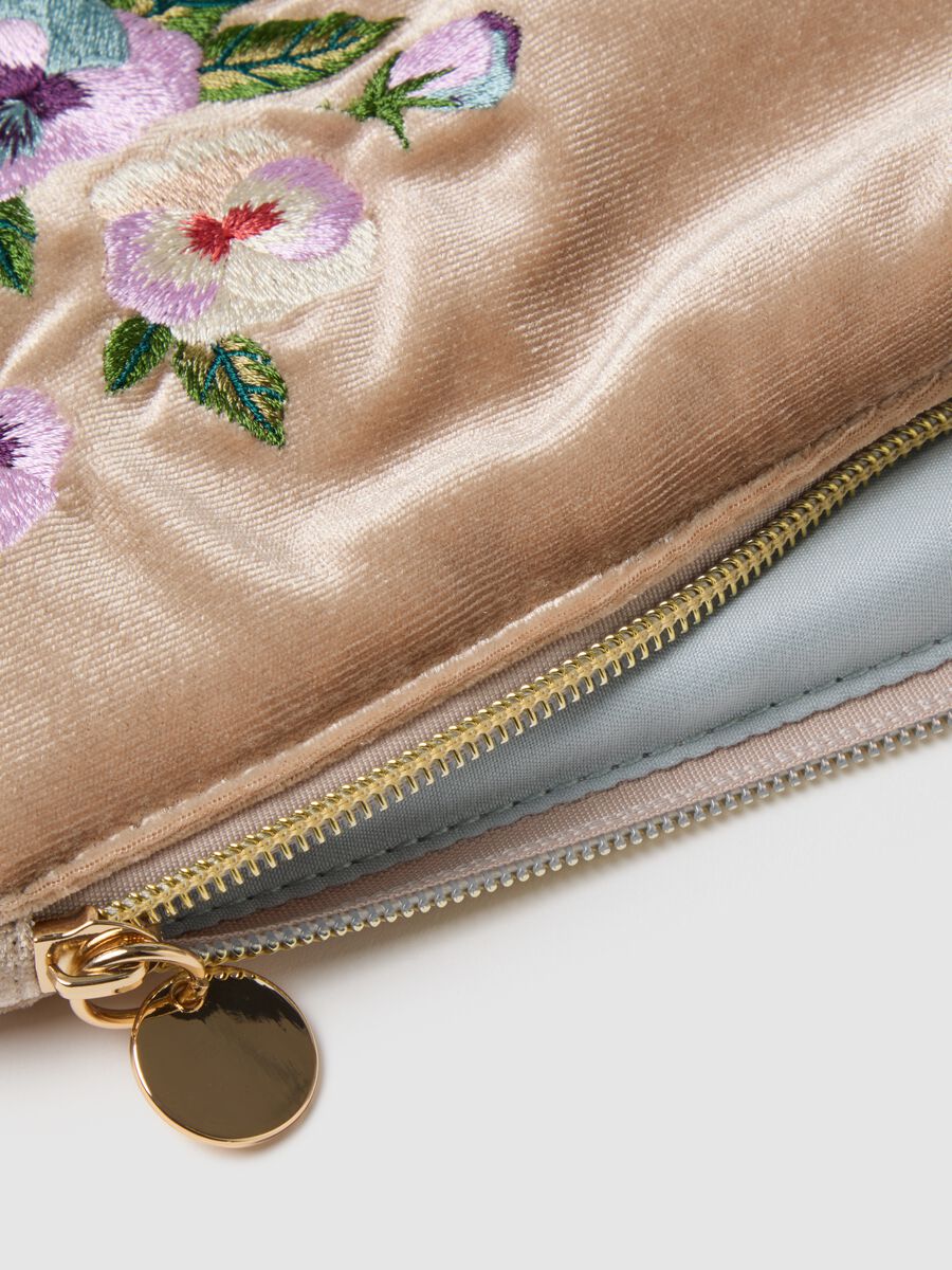 Multicoloured pouch with floral embroidery and zip_2