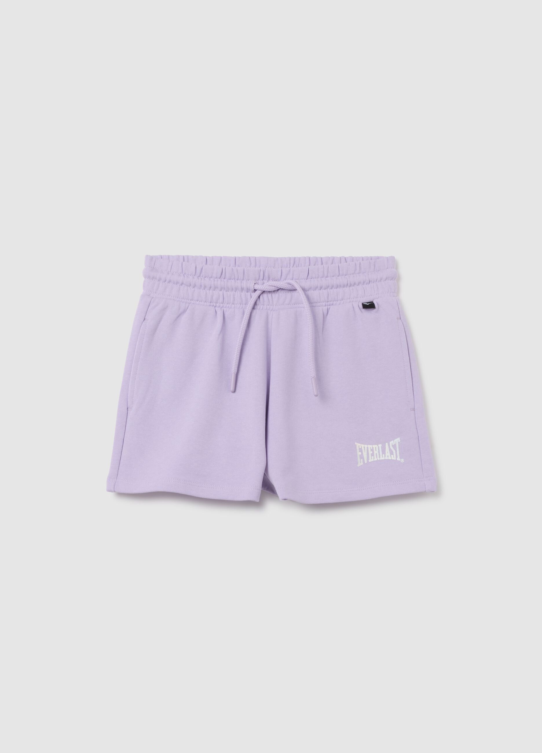 Girls' purple cotton regular fit shorts with back pockets