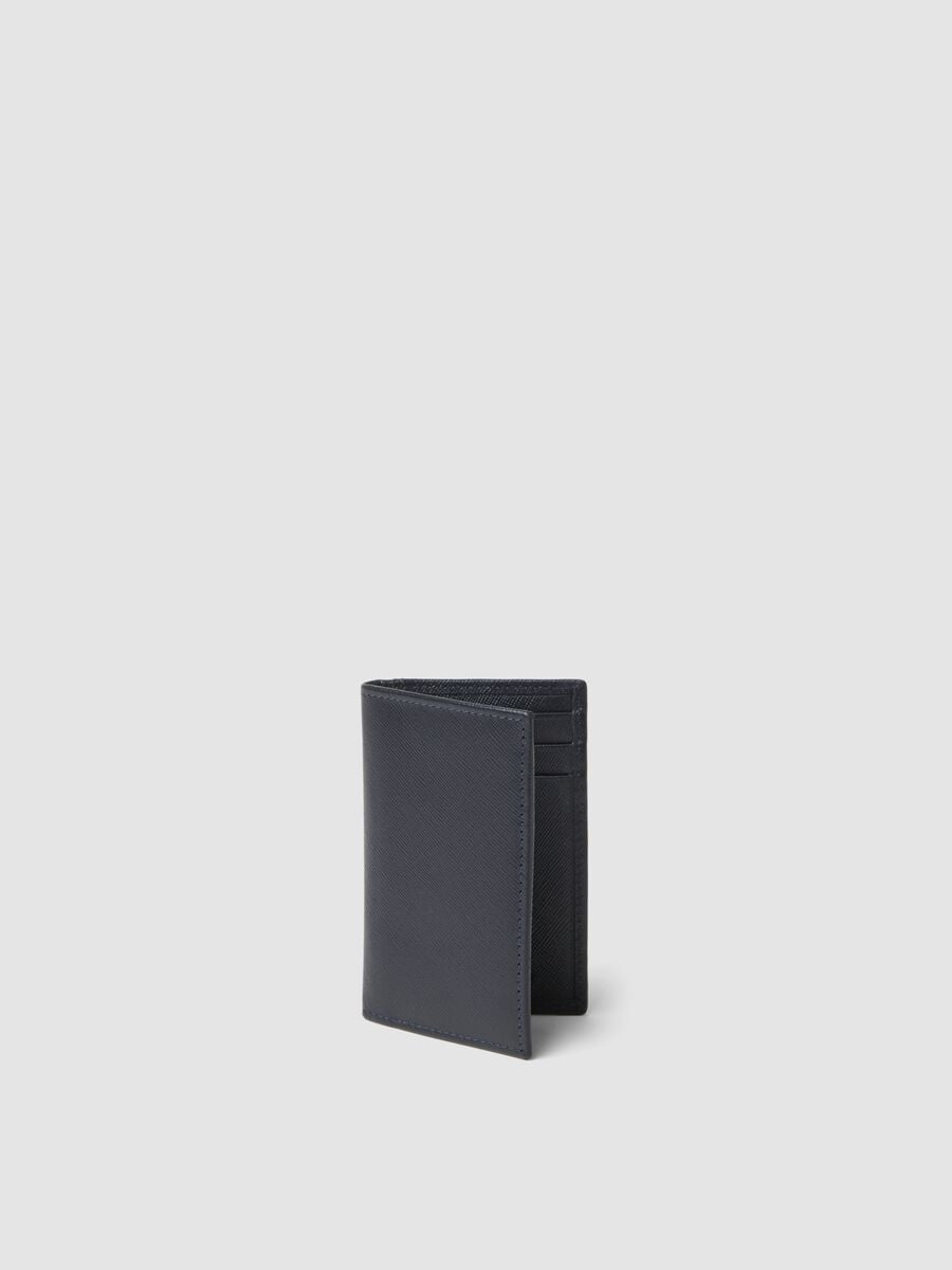 Blue genuine leather wallet_0