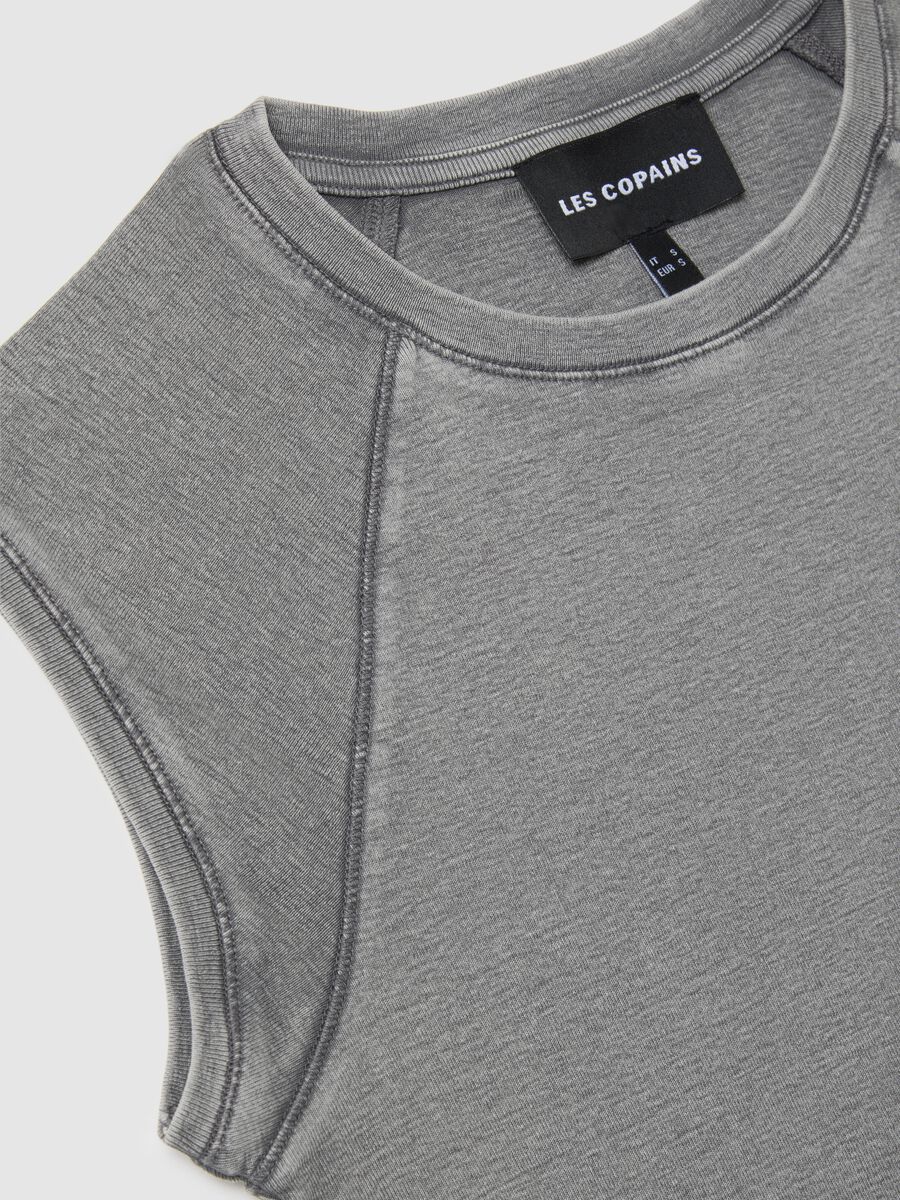 Women's grey fitted tank top in pure cotton_5