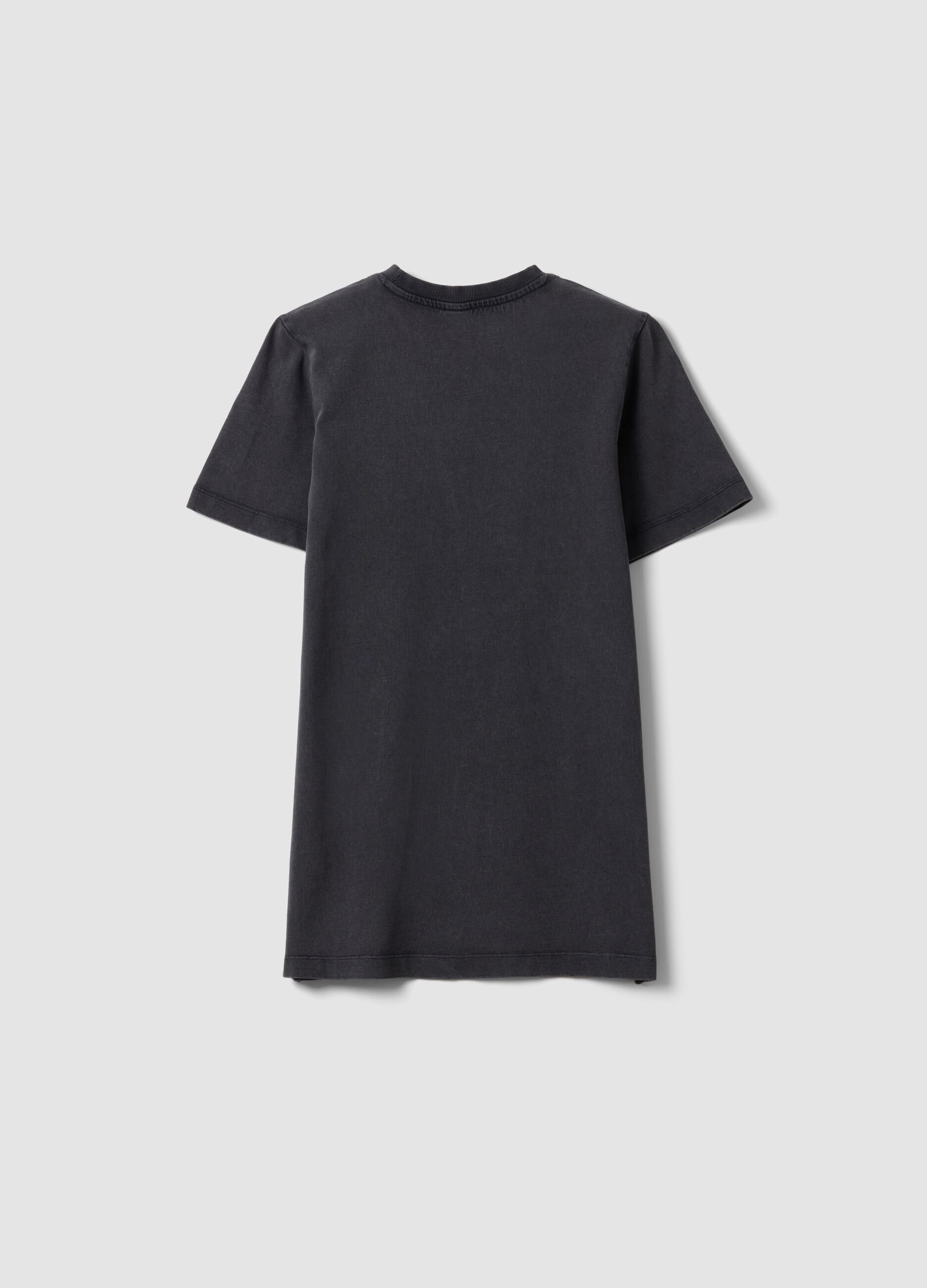 Black pure cotton mini dress with short sleeves