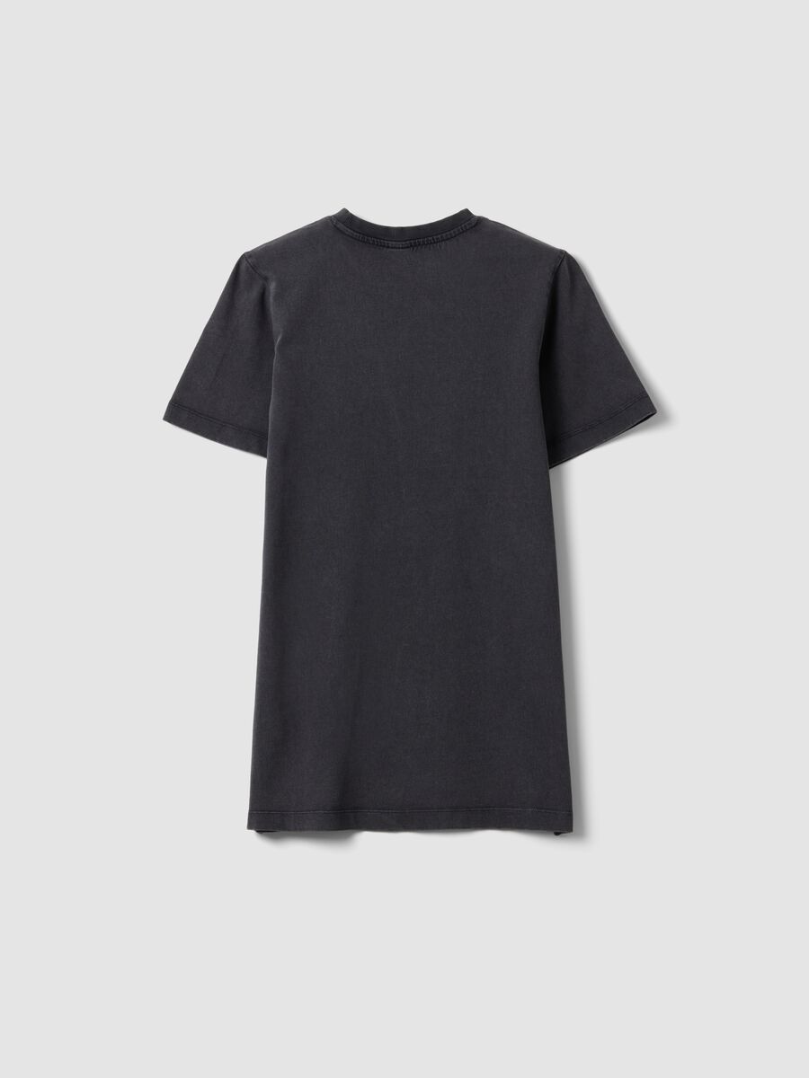 Black pure cotton mini dress with short sleeves_1