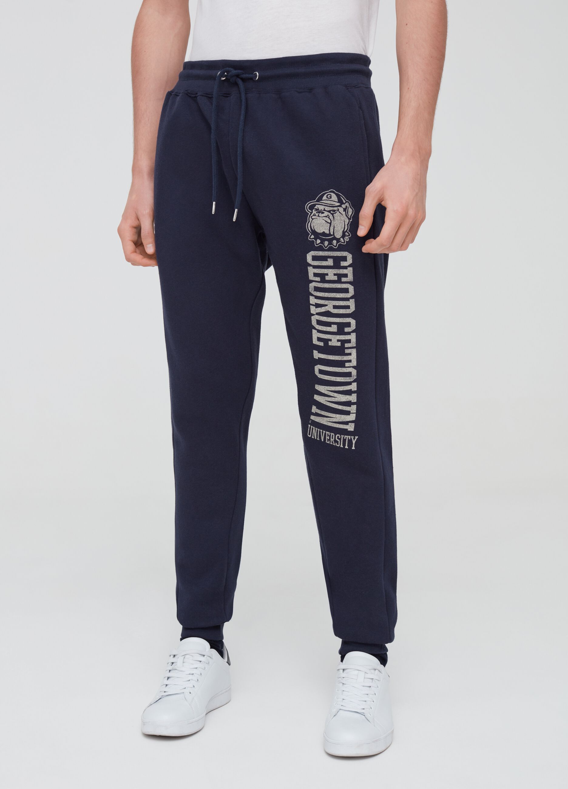 Solid colour joggers with print