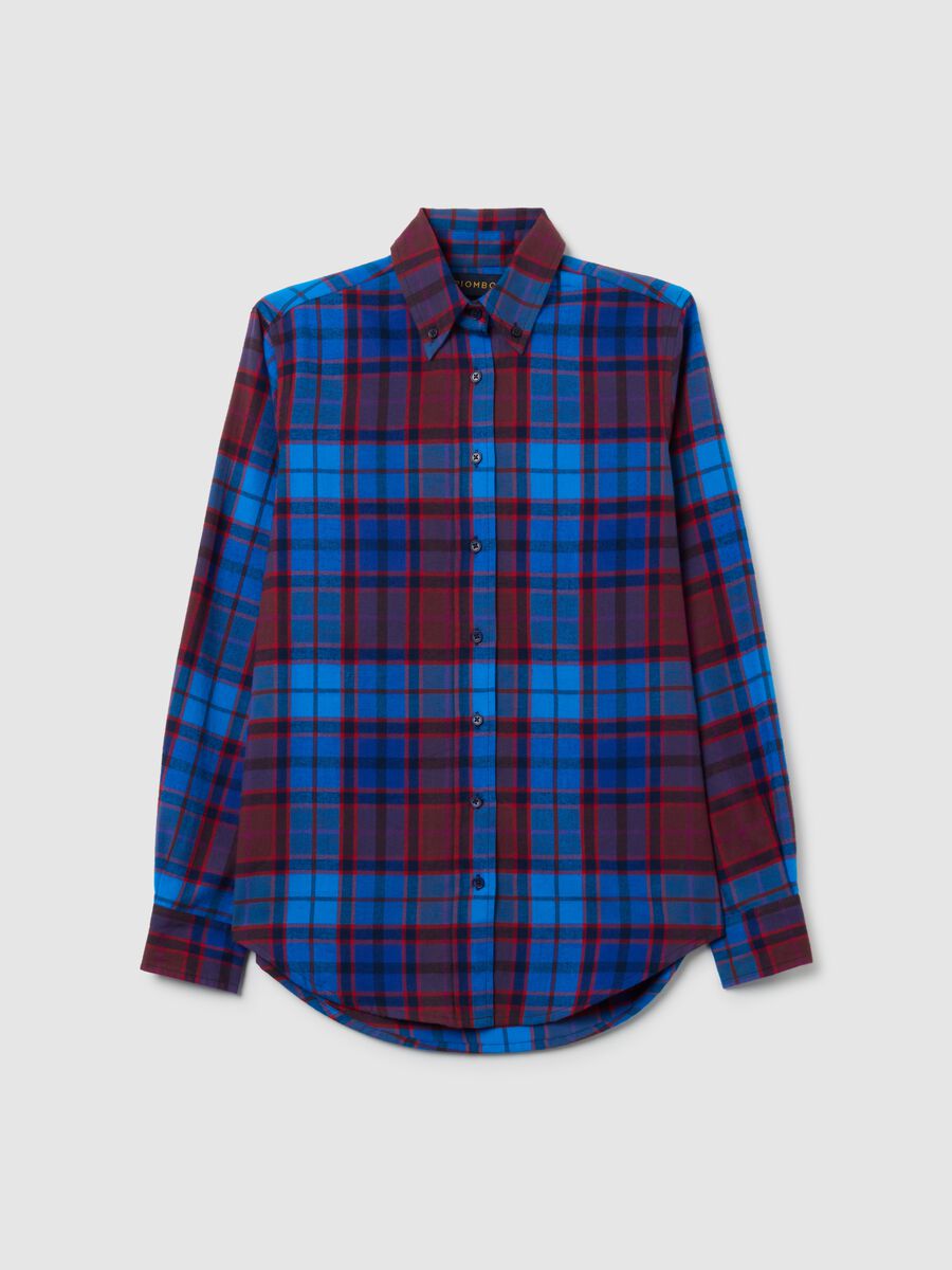 Camicia a quadri multicolor in puro cotone e flanella_4