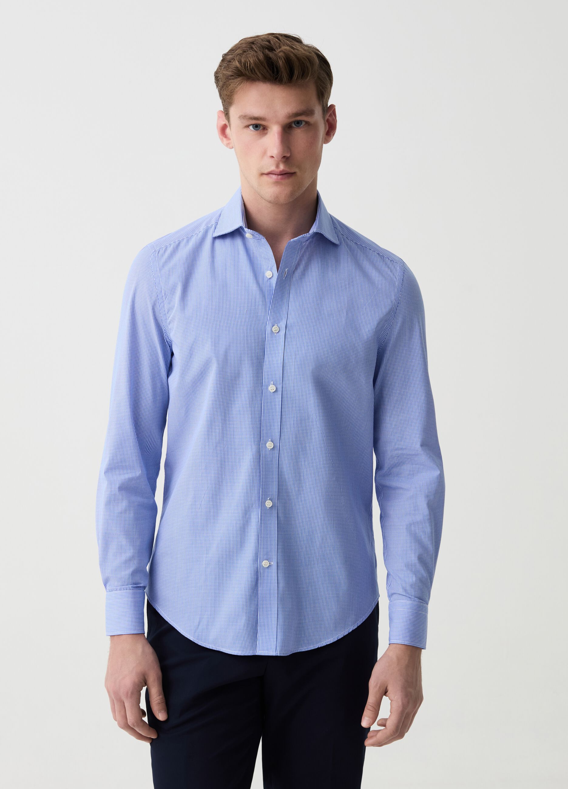 Camicia slim fit micro quadri