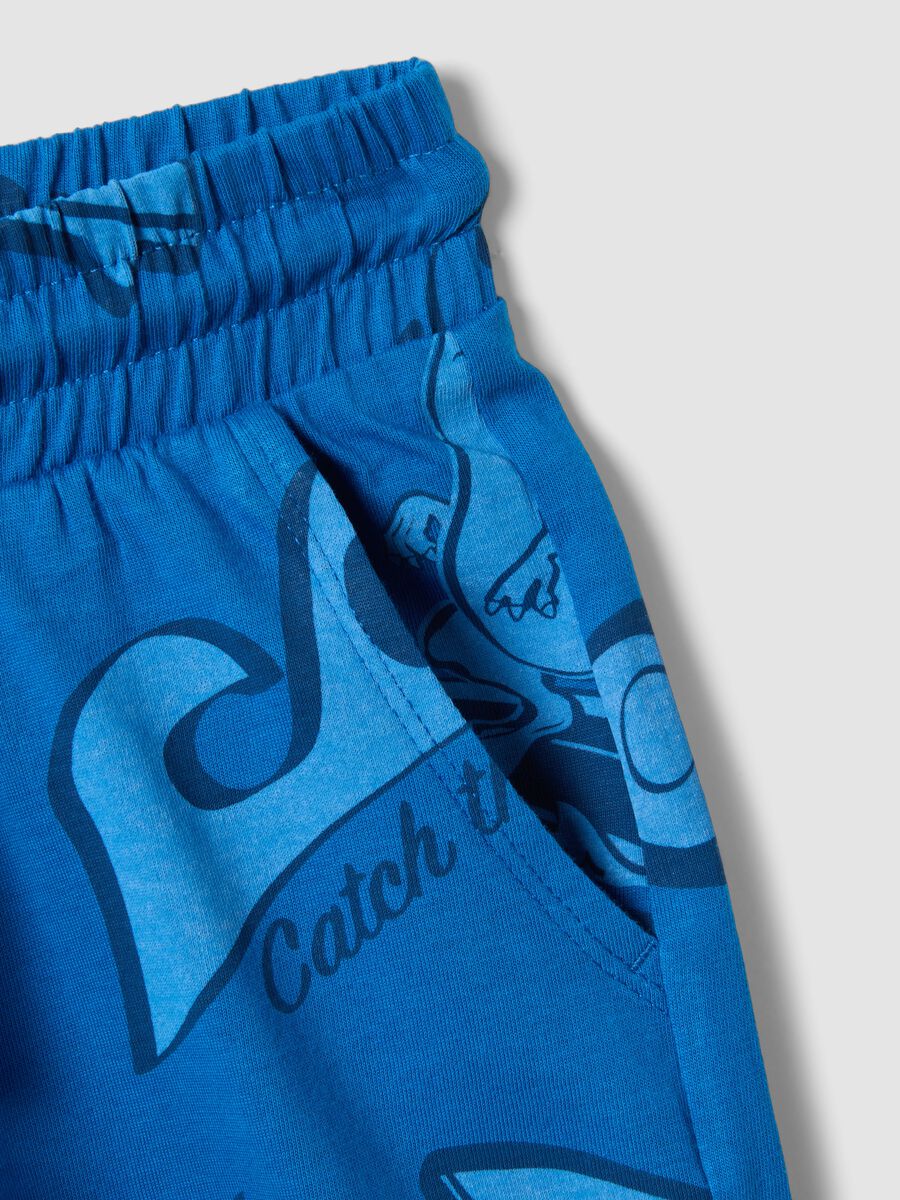 Blue pure cotton shorts with all-over print_3