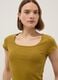 Green fitted stretch cotton T-shirt with square neckline_0