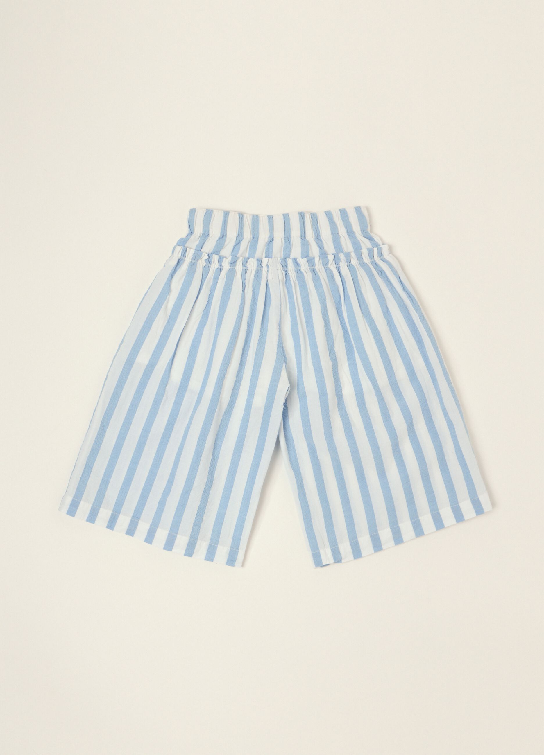 Sky Blue Pure Cotton Striped Trousers