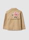 Double-breasted beige cotton blend girl's trench coat with embroidery_4