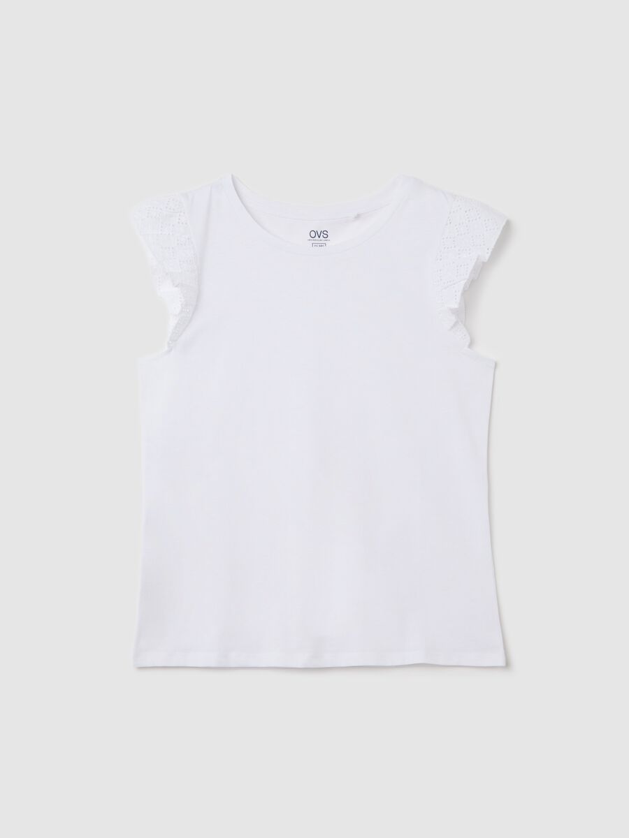 White pure cotton tank top with lace details_4