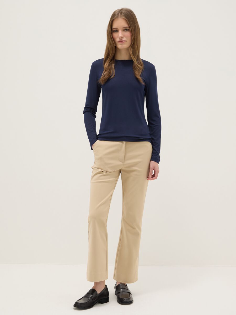 Blue stretchy viscose regular fit t-shirt_1