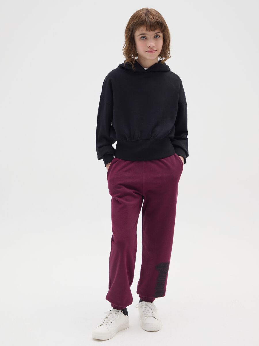 Pantaloni jogger da ragazza in puro cotone rosso regular fit_0