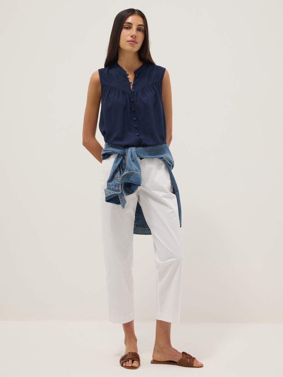 Blue pure viscose regular-fit shirt with embroidered texture_2