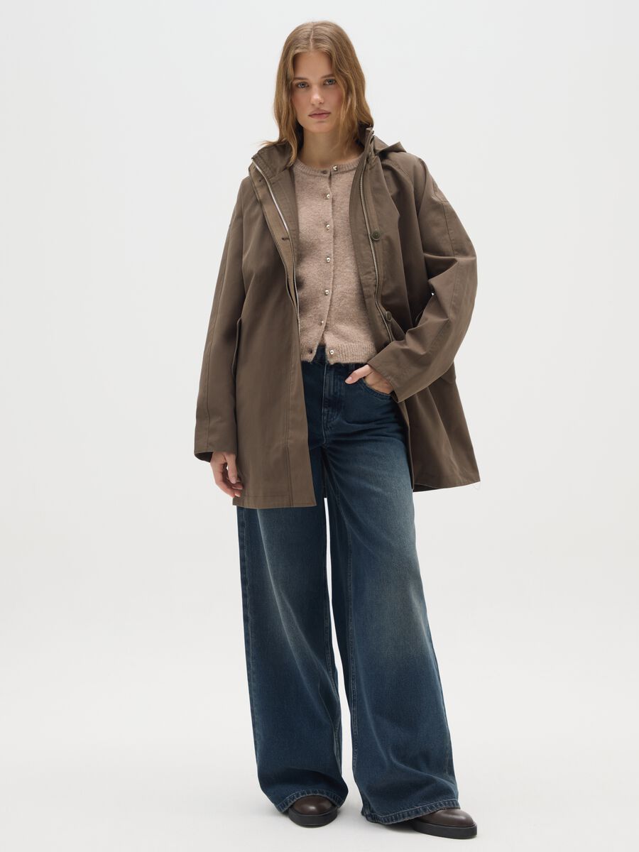 Giacca in misto cotone marrone regular fit_1
