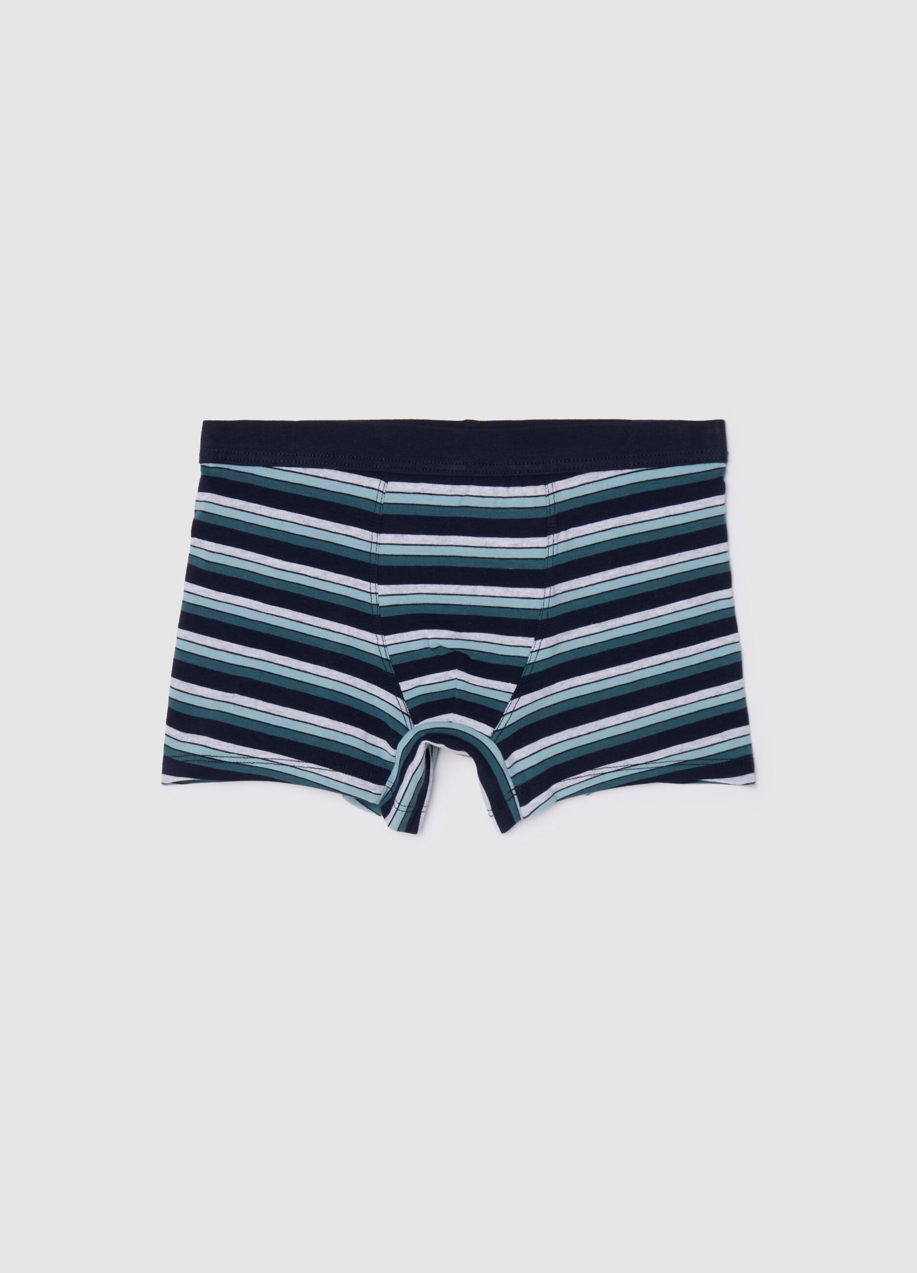 Stretch cotton boxer shorts with striped pattern